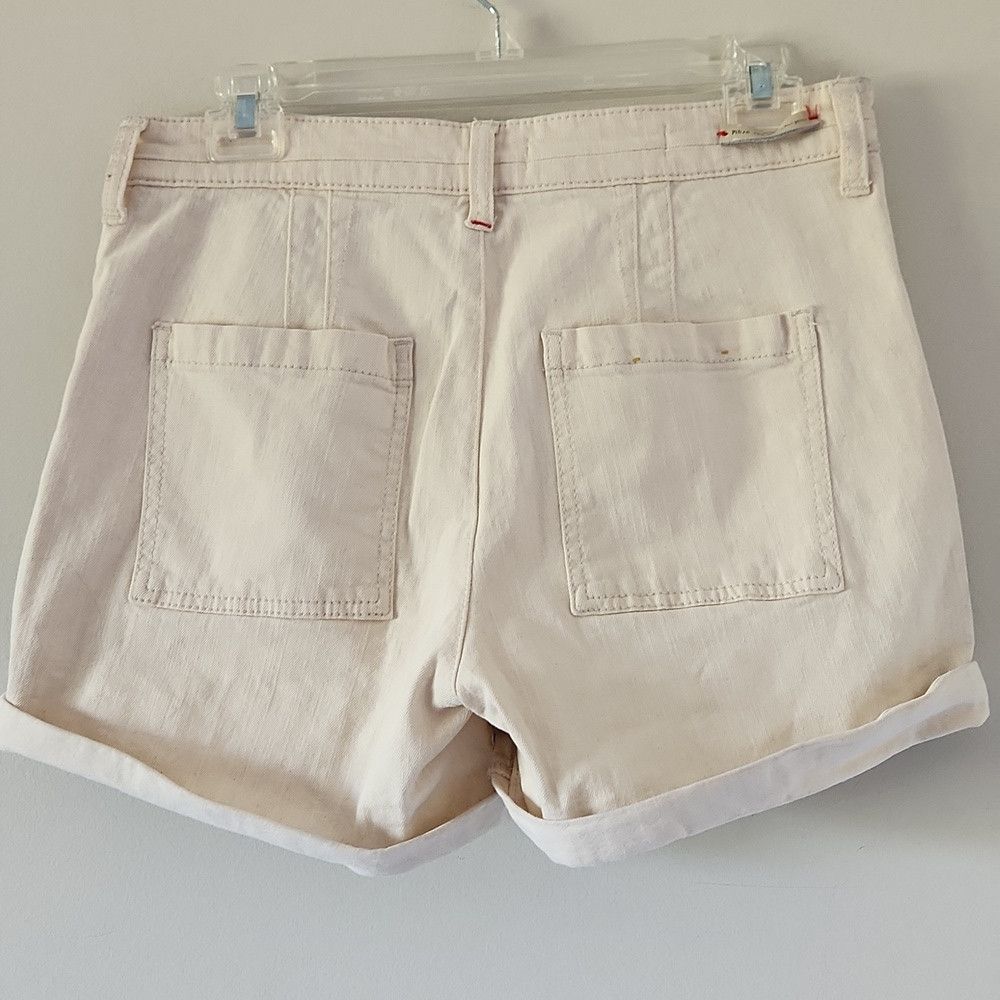 Anthropologie ANTHRO | Pilcro High-Rise Slim Boyfriend Denim Shorts Cream Size 28" / US 6 / IT 42 - 7 Thumbnail