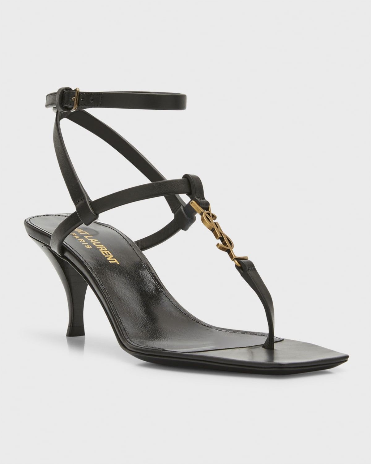 Saint Laurent Paris o1s1wg110725 Cassandra Sandals in Silk Satin in Black Size US 6.5 / IT 36.5 - 3 Thumbnail