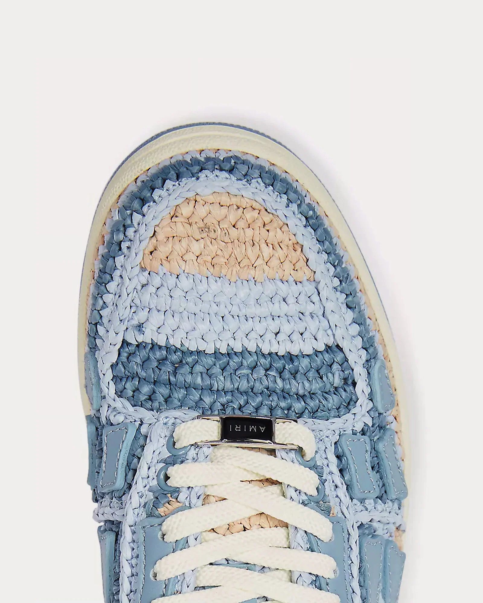 Amiri o1mle0426 Raffia Skelton Low-Top Sneakers in Blue Size US 8 / EU 41 - 4 Thumbnail
