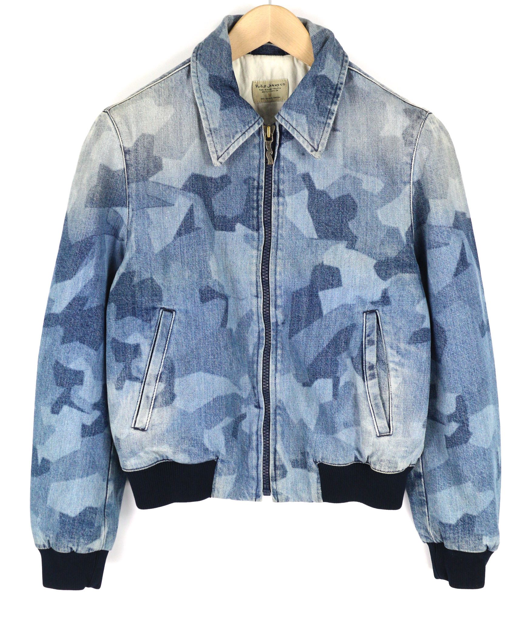 Nudie Jeans GUDRUN M Camo Denim Blue Pockets Jacket 81594 Size US M / EU 48-50 / 2 - 1 Thumbnail