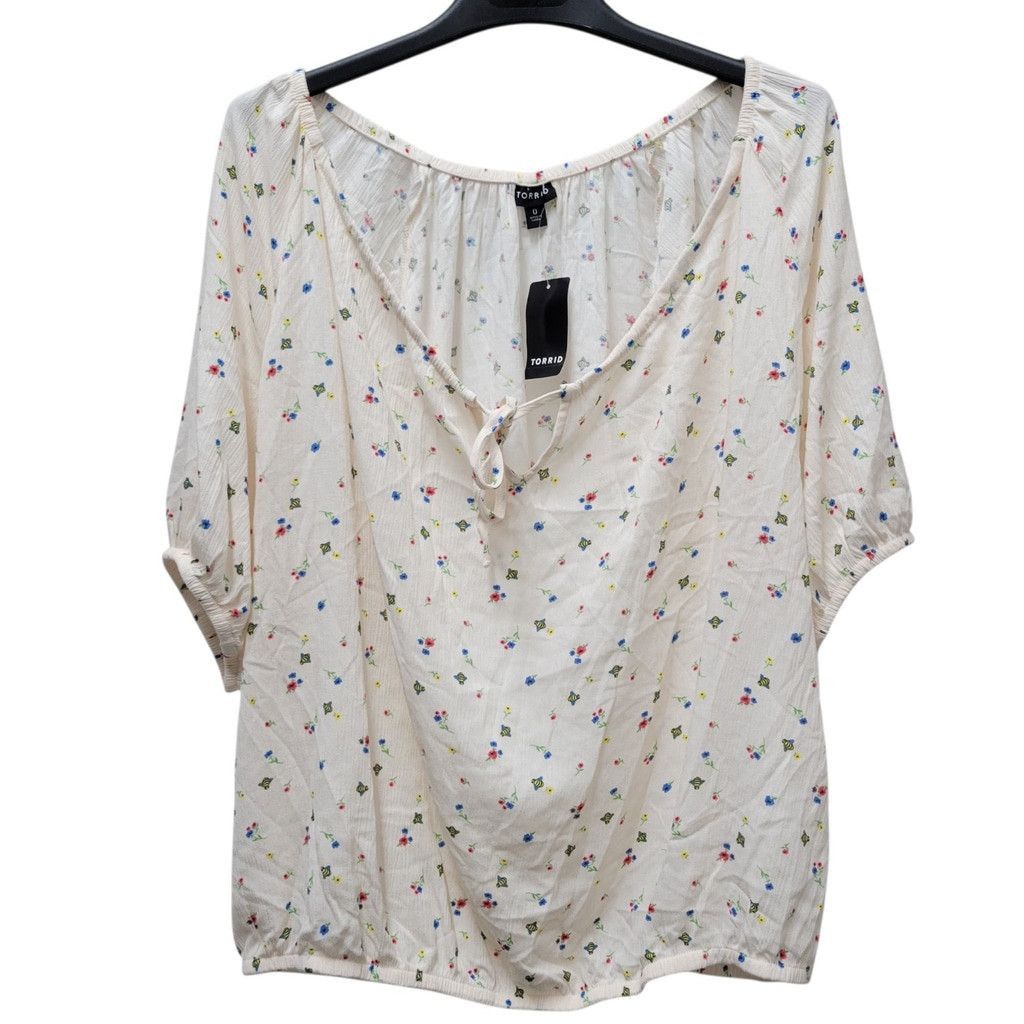 Torrid Torrid Crinkle Gauze Blouson Short Sleeve Ditsy Size 0 Women Size XS / US 0-2 / IT 36-38 - 2 Thumbnail