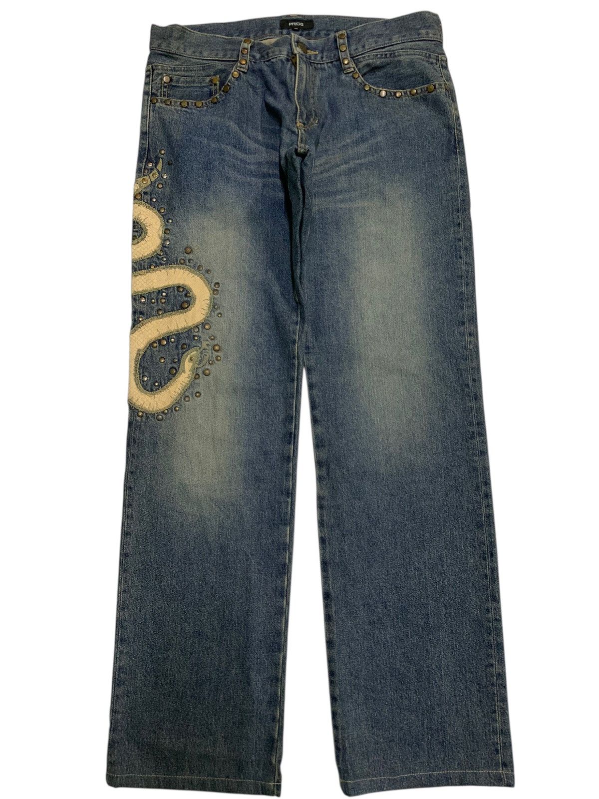 14th Addiction PRIGS SNAKE STUDDED PUNK JAPANESE DISTRESSED DENIM Size US 32 / EU 48 - 3 Thumbnail