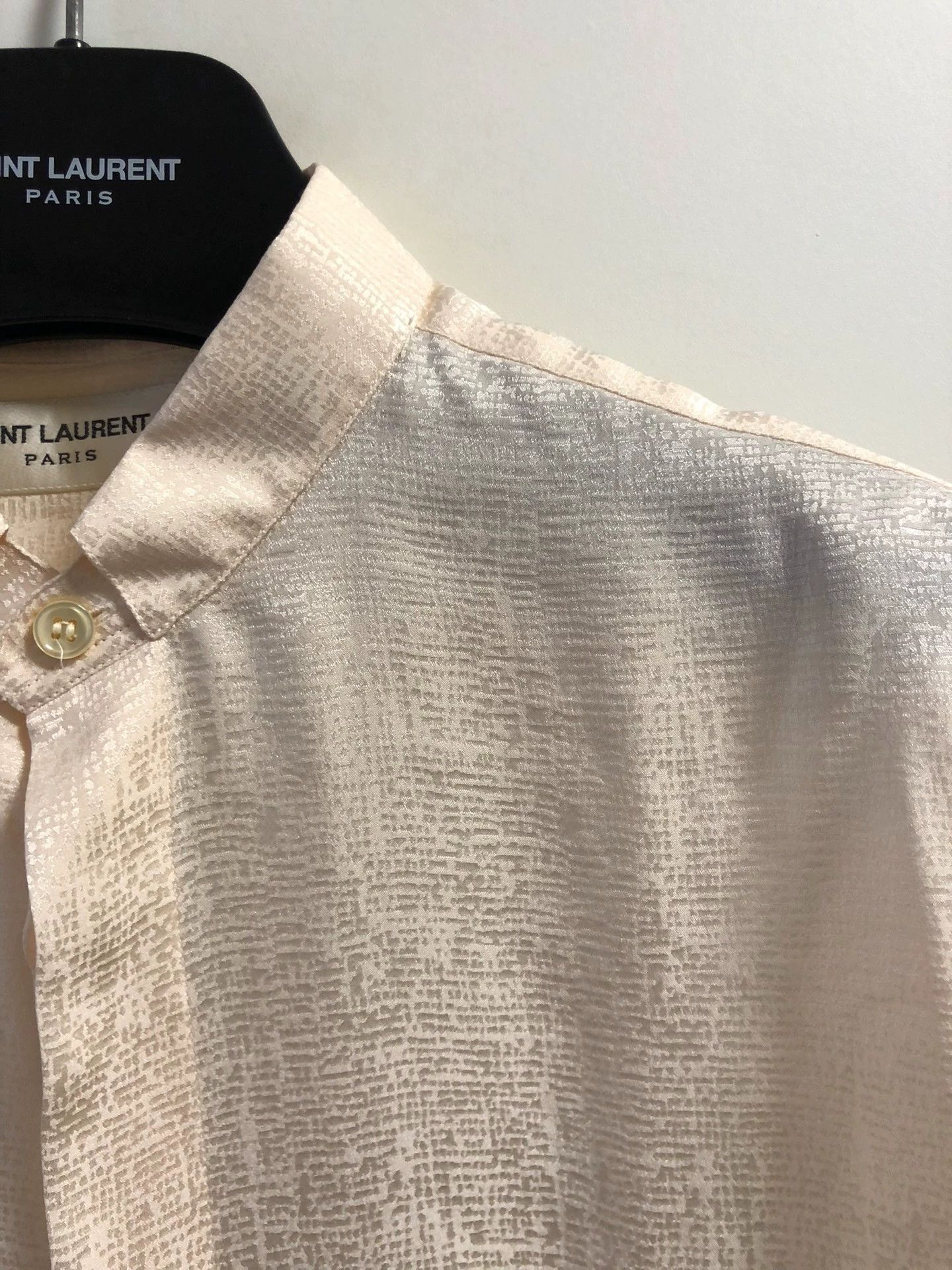 Saint Laurent Paris Saint Laurent Henley Collar Off-White Patterned Shirt Size ONE SIZE - 3 Thumbnail