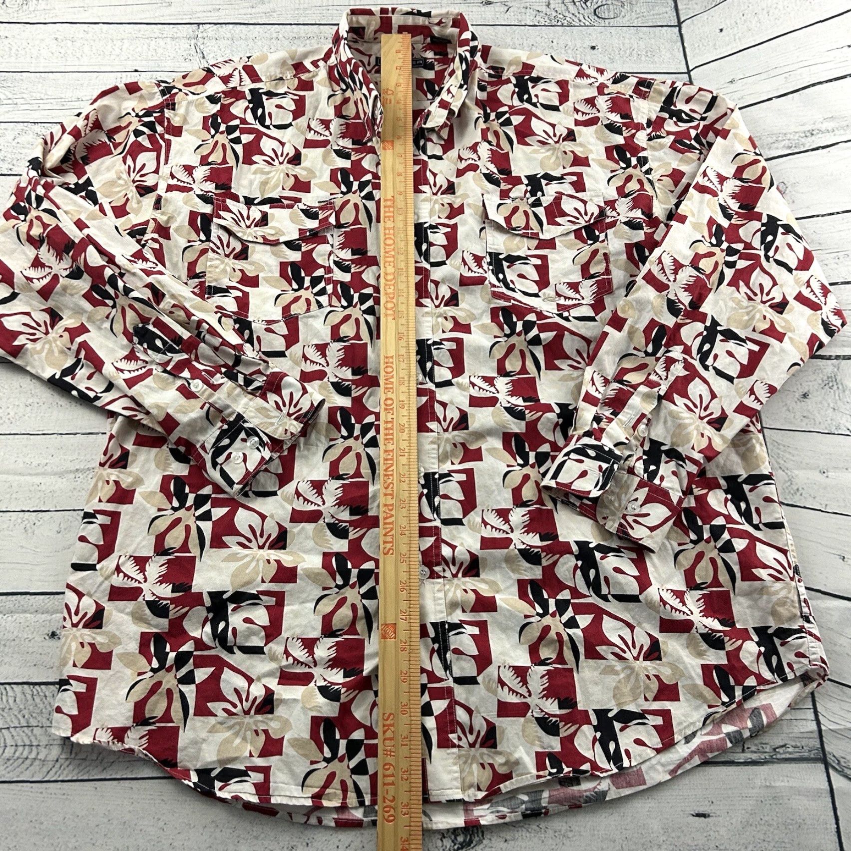 Roper VINTAGE Roper Long Sleeve Floral Button-Up Shirt Men's XL Red White Black Size US XL / EU 56 / 4 - 3 Thumbnail