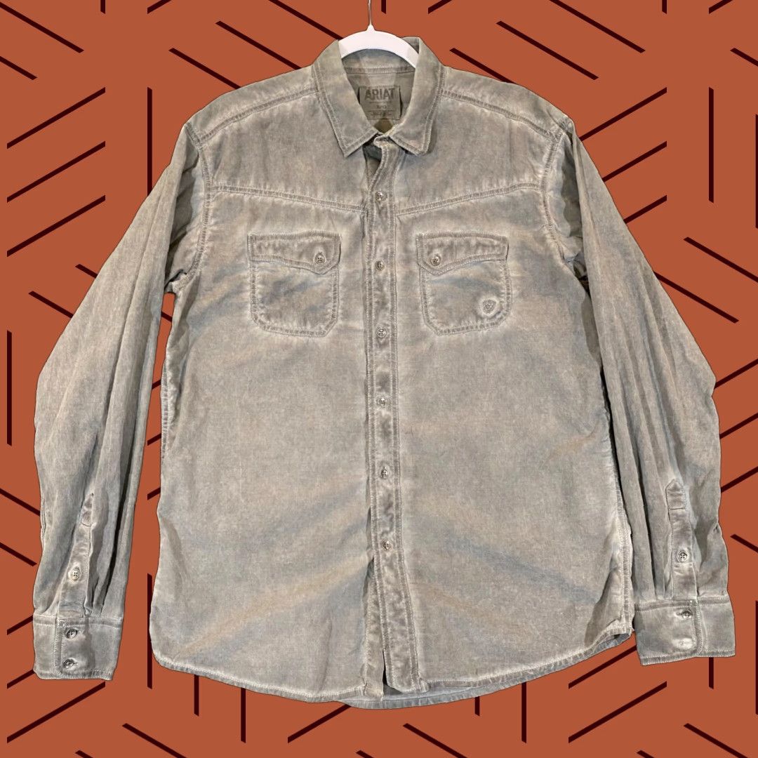 Ariat VINTAGE ARIAT Shirt Mens Large Retro Fit Stonewash Gray Button Up Cowboy Western Outdoor Size US L / EU 52-54 / 3 - 1 Thumbnail