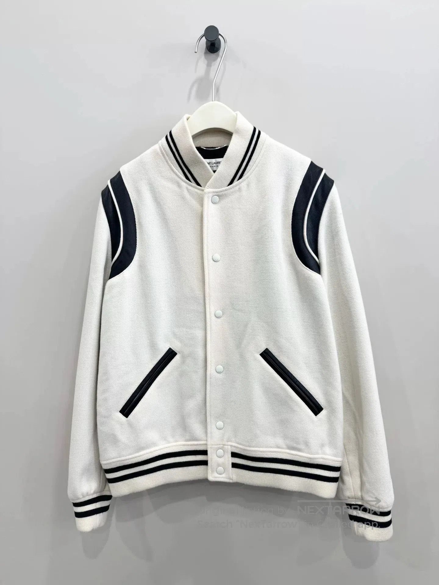 Saint Laurent Paris white baseball jacket by saint laurent. Size US L / EU 52-54 / 3 - 1 Thumbnail