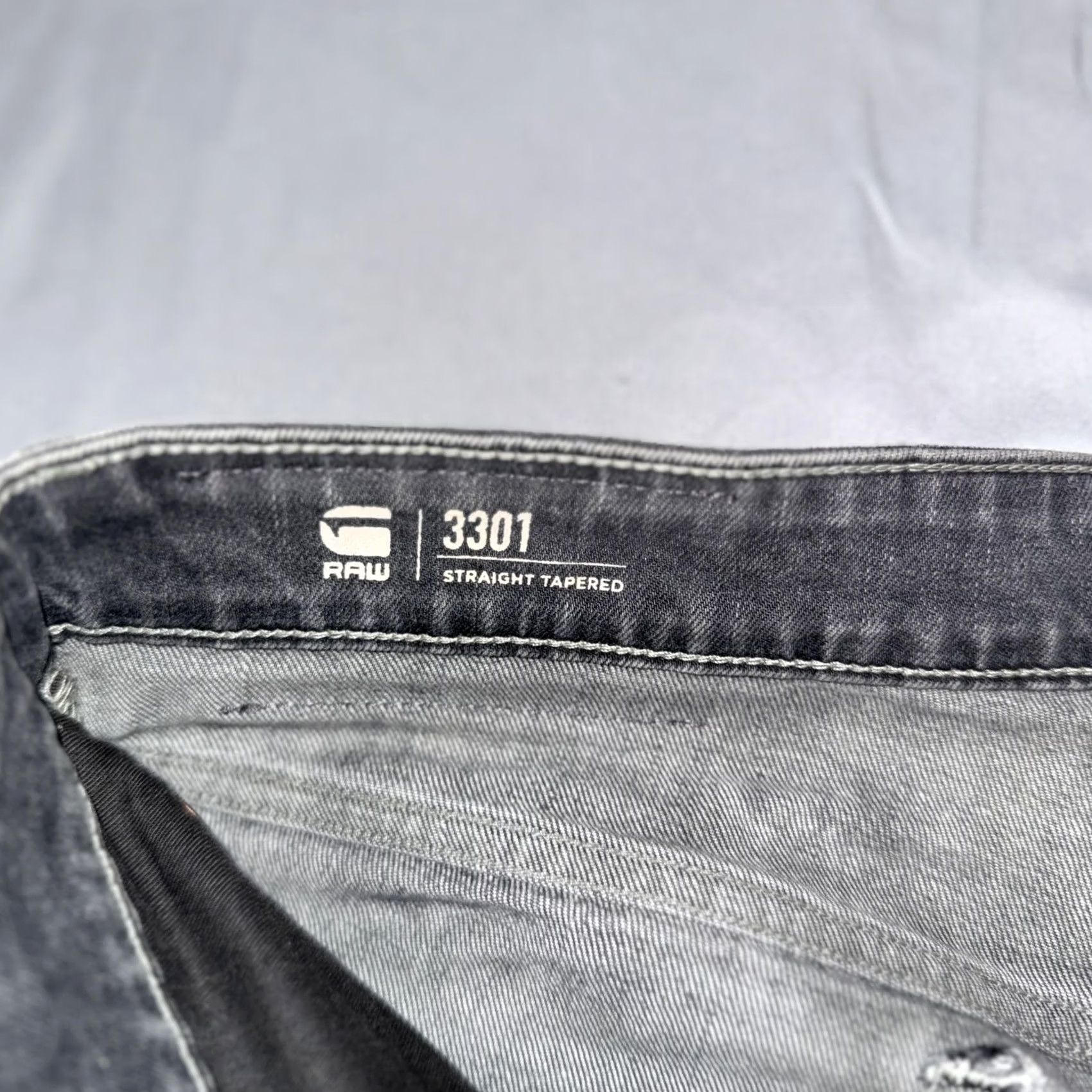 Vintage G-Star 3301 Jeans Mens 32x32 Gray Distressed Denim Slim Straight Tapered Pockets 3301 RAW 3301 Straight Tapered Chara Wash Size US 32 / EU 48 - 3 Thumbnail