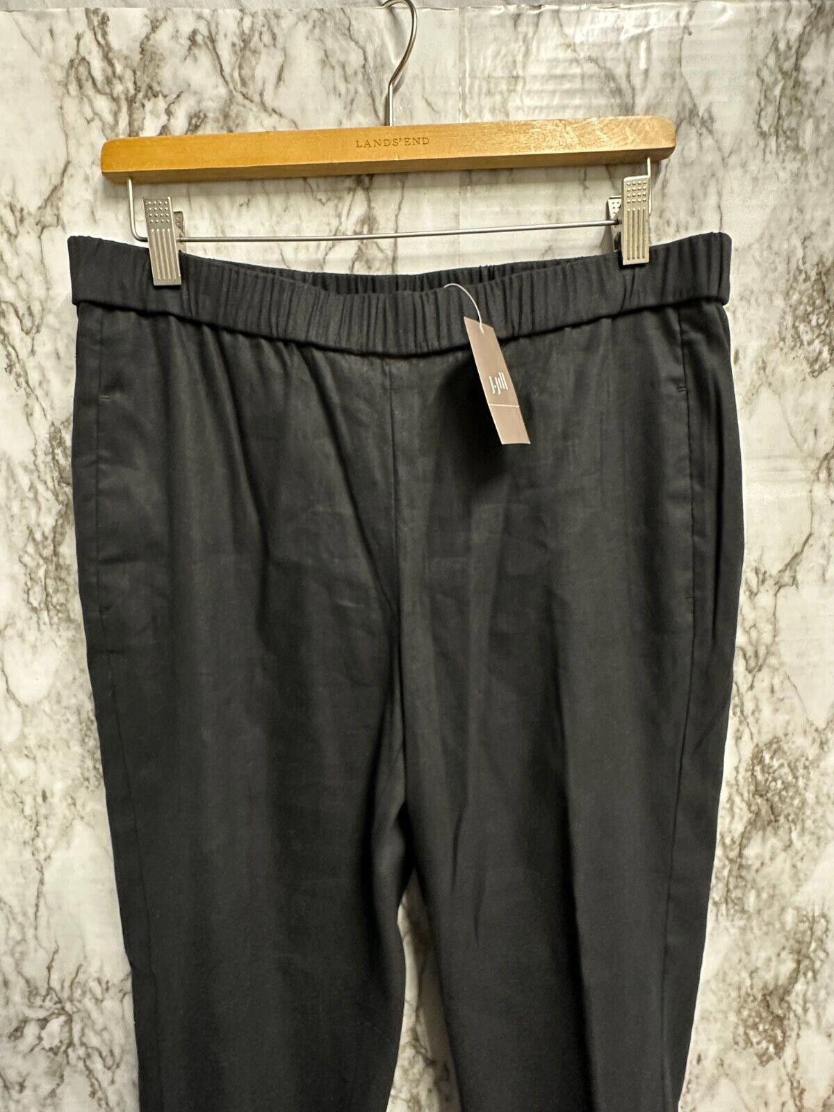 Designer J. Jill Linen stretch Black elastic waist pant Women size Mp Size 32" / US 10 / IT 46 - 3 Thumbnail