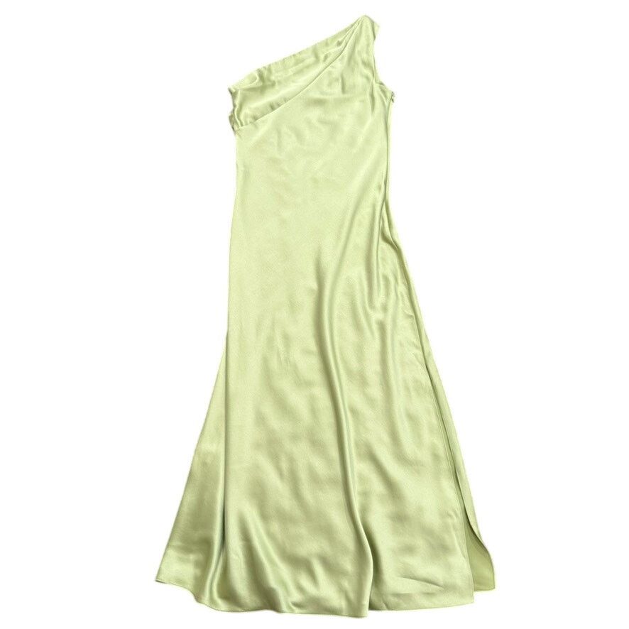 Tanya Taylor One Shoulder Stassi Dress in Green, Size US 10