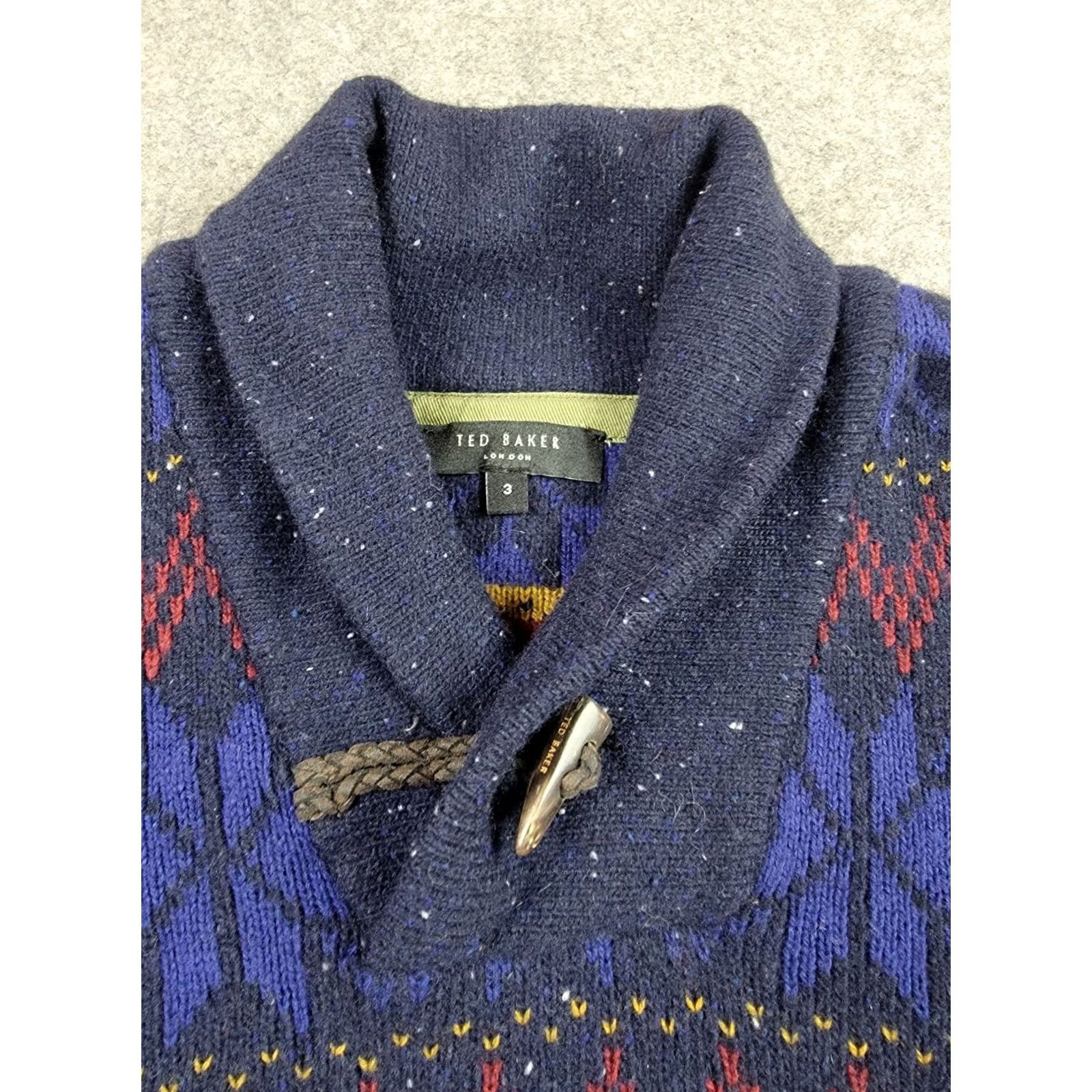 Ted Baker Ted Baker Sweater Mens Size 3 Medium Blue Fair Isle Lambswool Knit Pullover Size US M / EU 48-50 / 2 - 2 Thumbnail