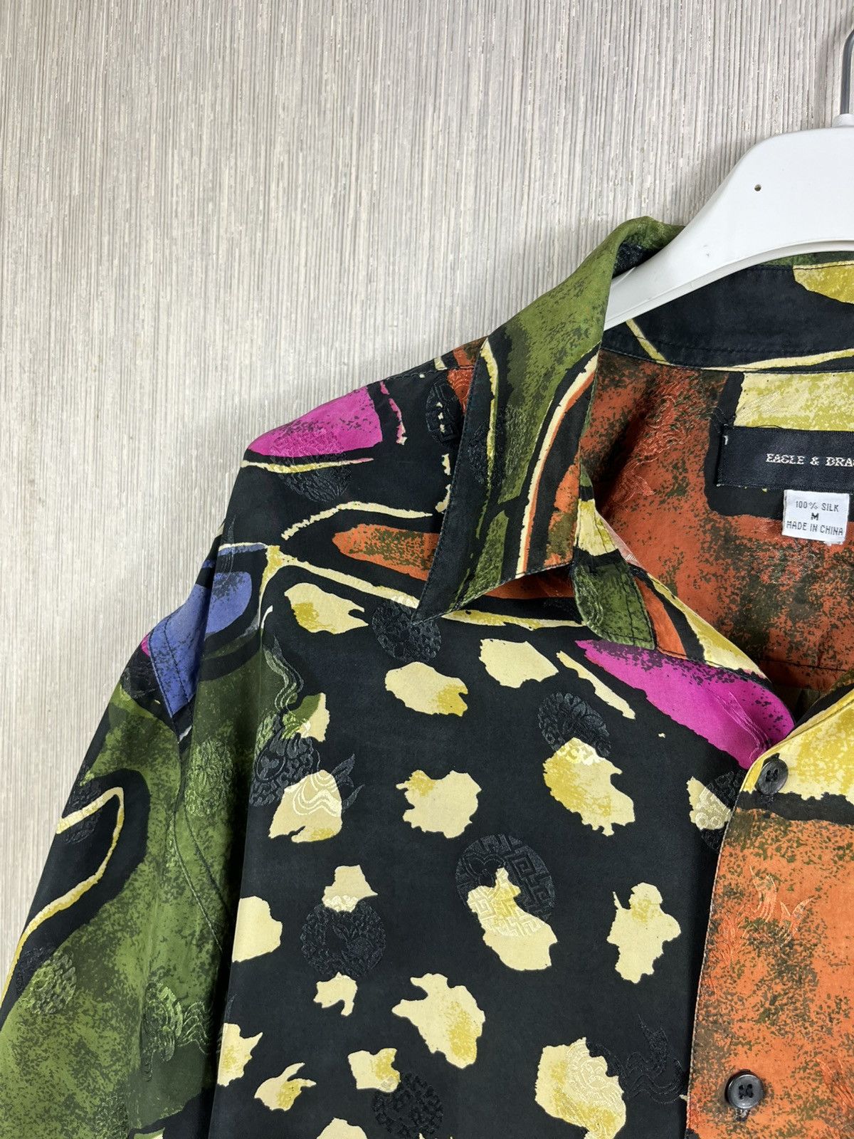 Japanese Brand Vintage Eagle & Dragon patterned crazy silk shirt Japanese Size US M / EU 48-50 / 2 - 10 Thumbnail