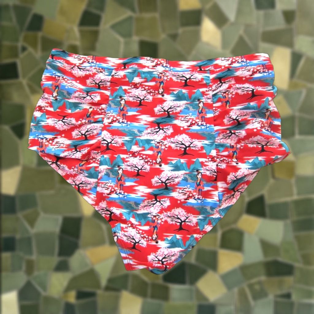 Disney Disney Mulan Princess High Rise Swim Bikini Bottom Plus 0 Red Floral Nylon Spandex Women's Bikini Bottom Theme Princess (Hot Topic) Size 25" / US 0 / IT 36 - 1 Thumbnail