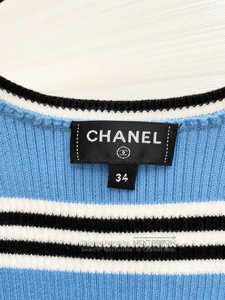 Chanel Chanel 24A blue and white striped knitted vest Size XXS / US 00 / IT 34 - 5 Thumbnail