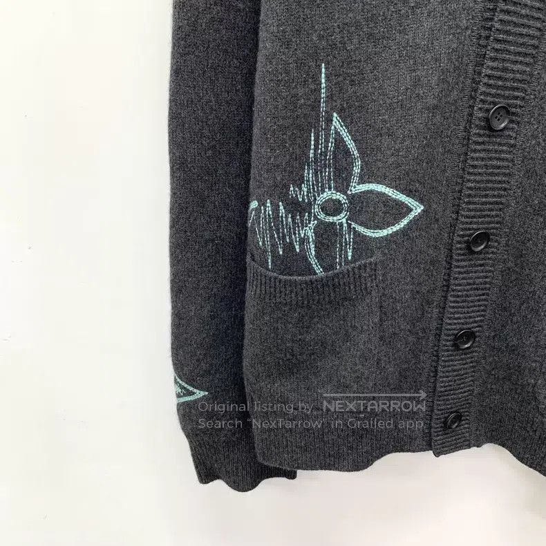 Louis Vuitton Louis Vuitton 23 Black and Grey Old Cut Sheep Wool V-Neck Size US L / EU 52-54 / 3 - 4 Thumbnail