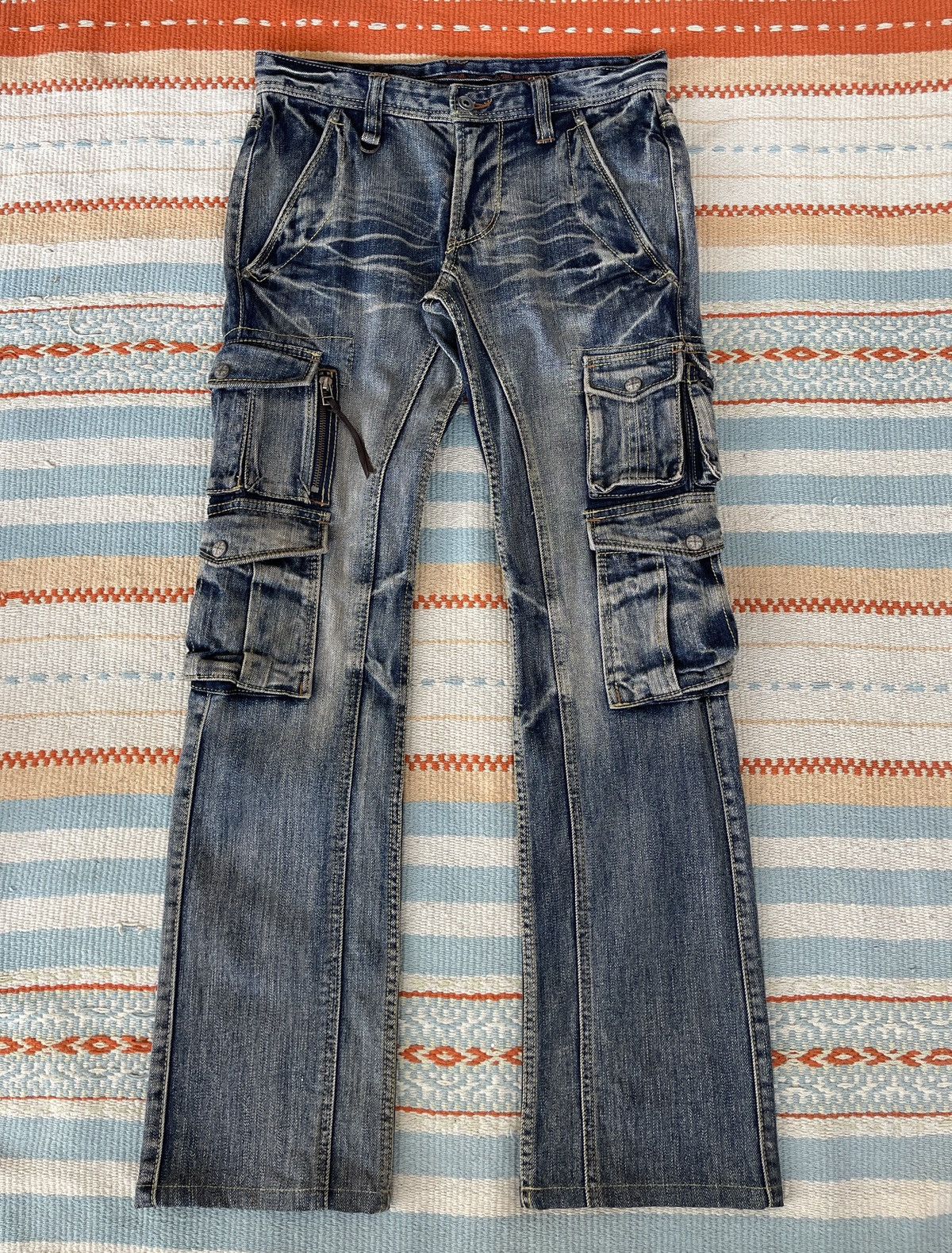 Nicole Club Vintage 90s🔥NICOLE CLUB🔥Bondage 3D Pocket Flare Cargo Jeans Size US 31 - 2 Thumbnail