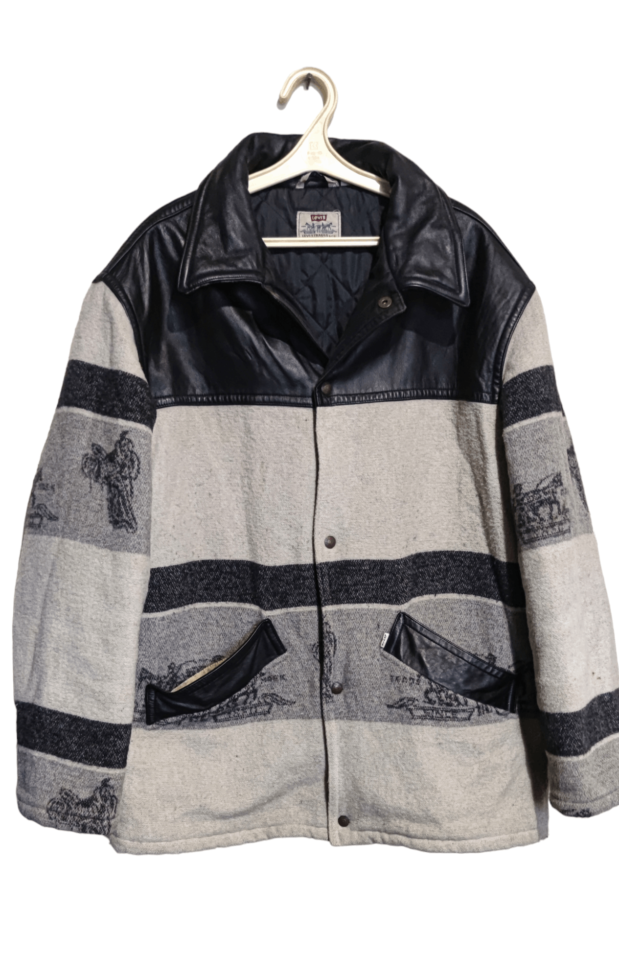 Levi's × Levi's Vintage Clothing Levis Padded Wool Black Grey Vintage 90 Coat Jacket size XL Size US XL / EU 56 / 4 - 3 Thumbnail