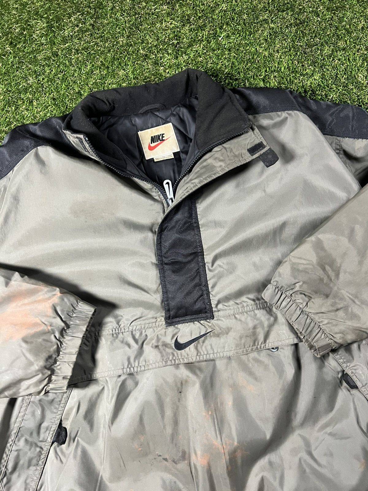 Nike Vintage 90s Nike Olive Center Swoosh Fall Puffer Coat Jacket Size US XL / EU 56 / 4 - 2 Thumbnail