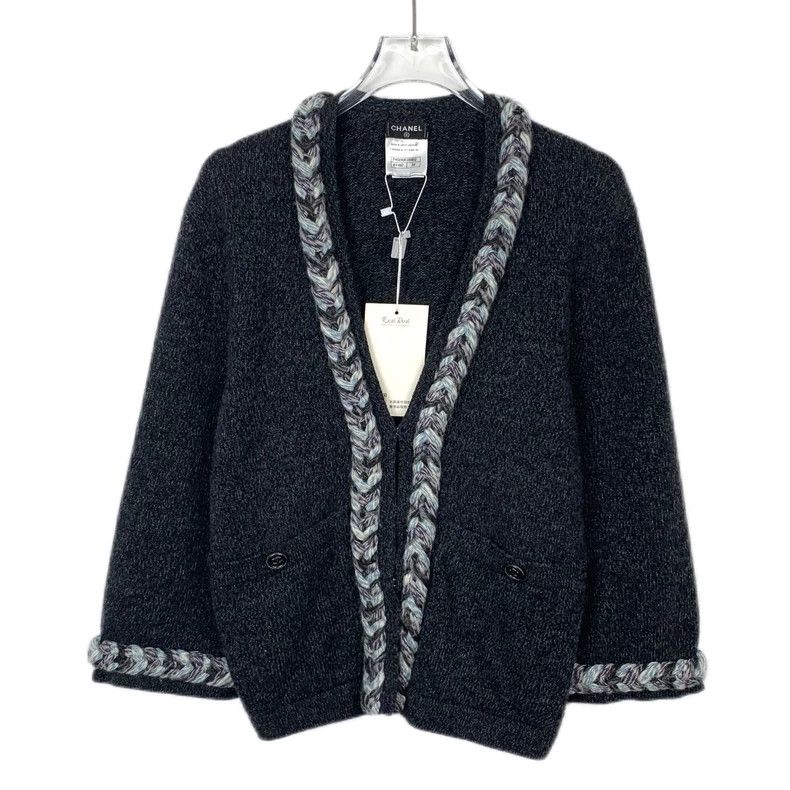 Chanel ChanelBlack lace woven cashmere long-sleeved cardigan jacke Size 4XL / US 24-26 - 1 Thumbnail