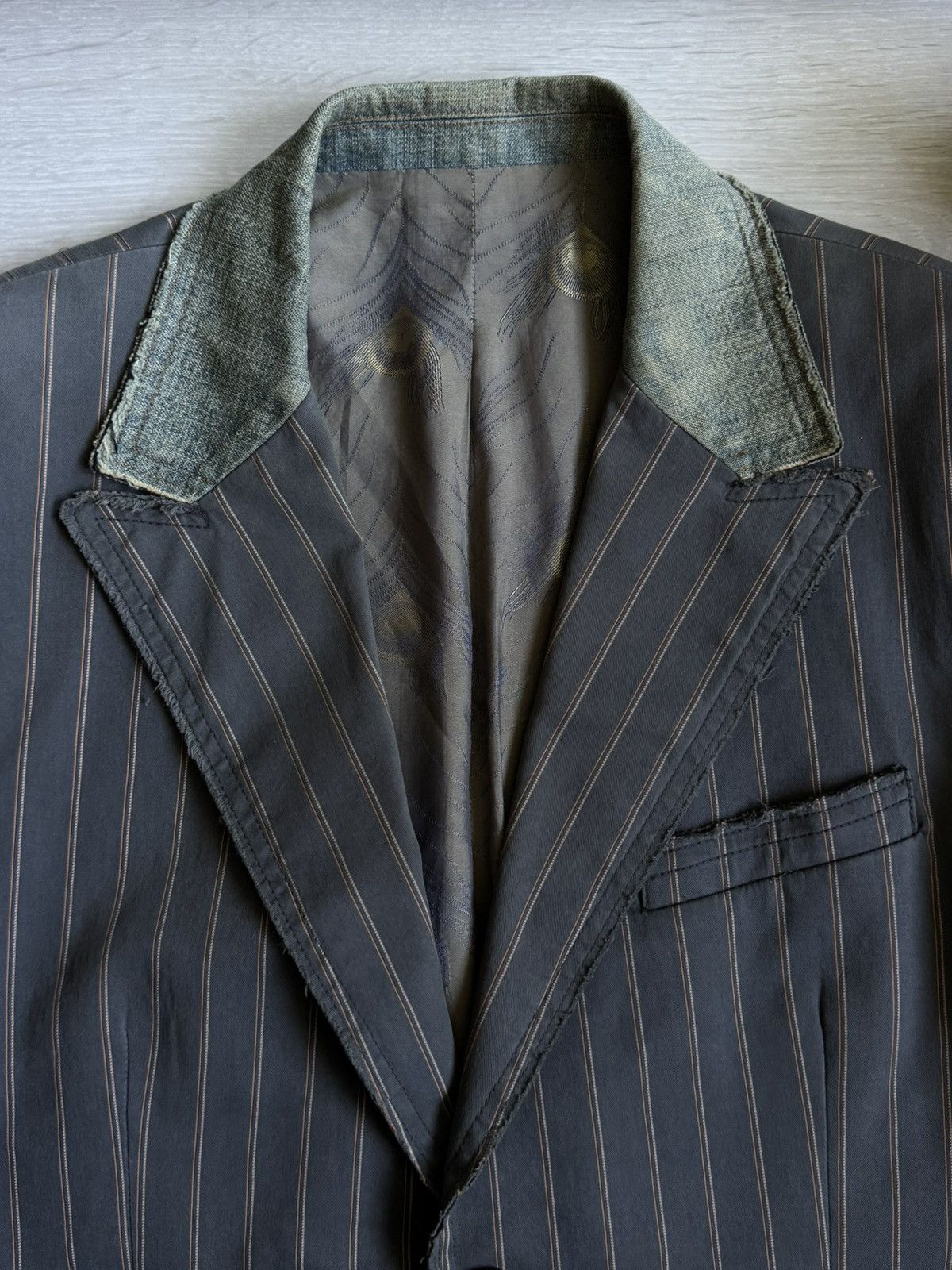 Dolce & Gabbana ❗️RARE❗️Vintage Dolce & Gabbana Denim Colar Distressed Blazer Size 50R - 6 Thumbnail