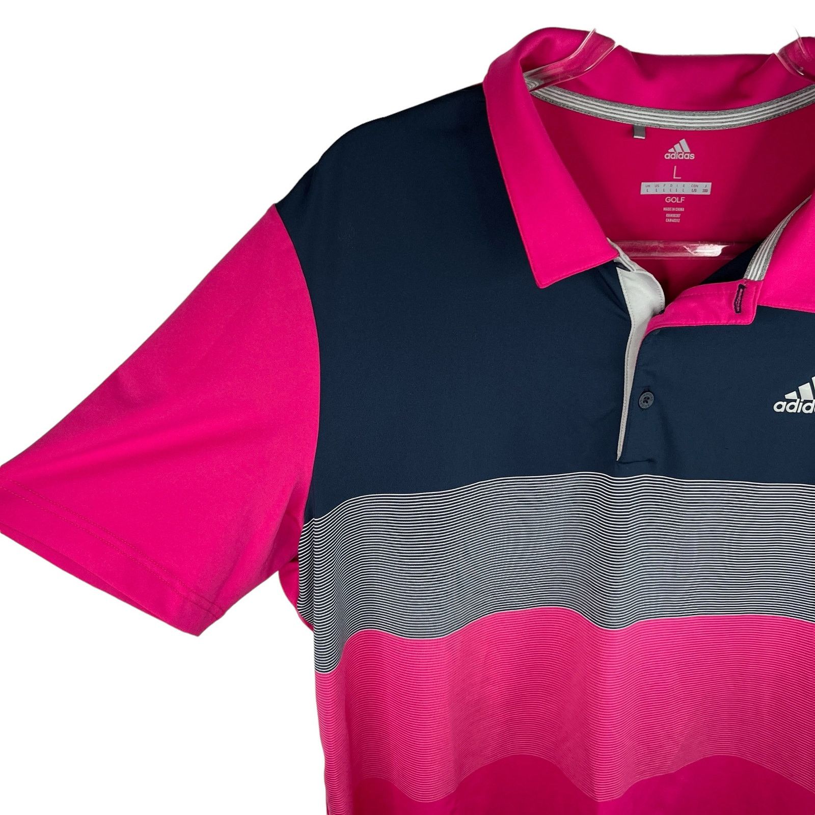Adidas Adidas Mens Golf Polo Large Fuchsia Navy Size US L / EU 52-54 / 3 - 3 Thumbnail