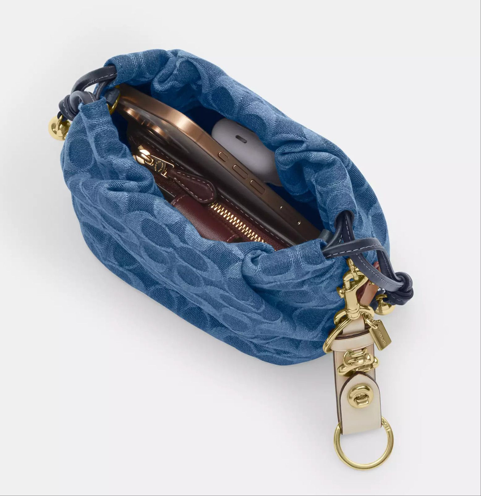 Coach Faye Mini Drawstring Bag In Signature Denim CDE32 Size ONE SIZE - 9 Thumbnail