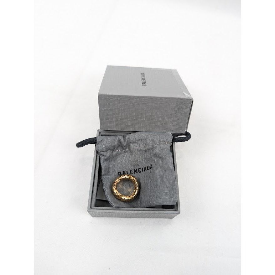 Balenciaga o1rshd1 Size: 54/ Logo Ring Brass in Antique Gold Size ONE SIZE - 6 Thumbnail