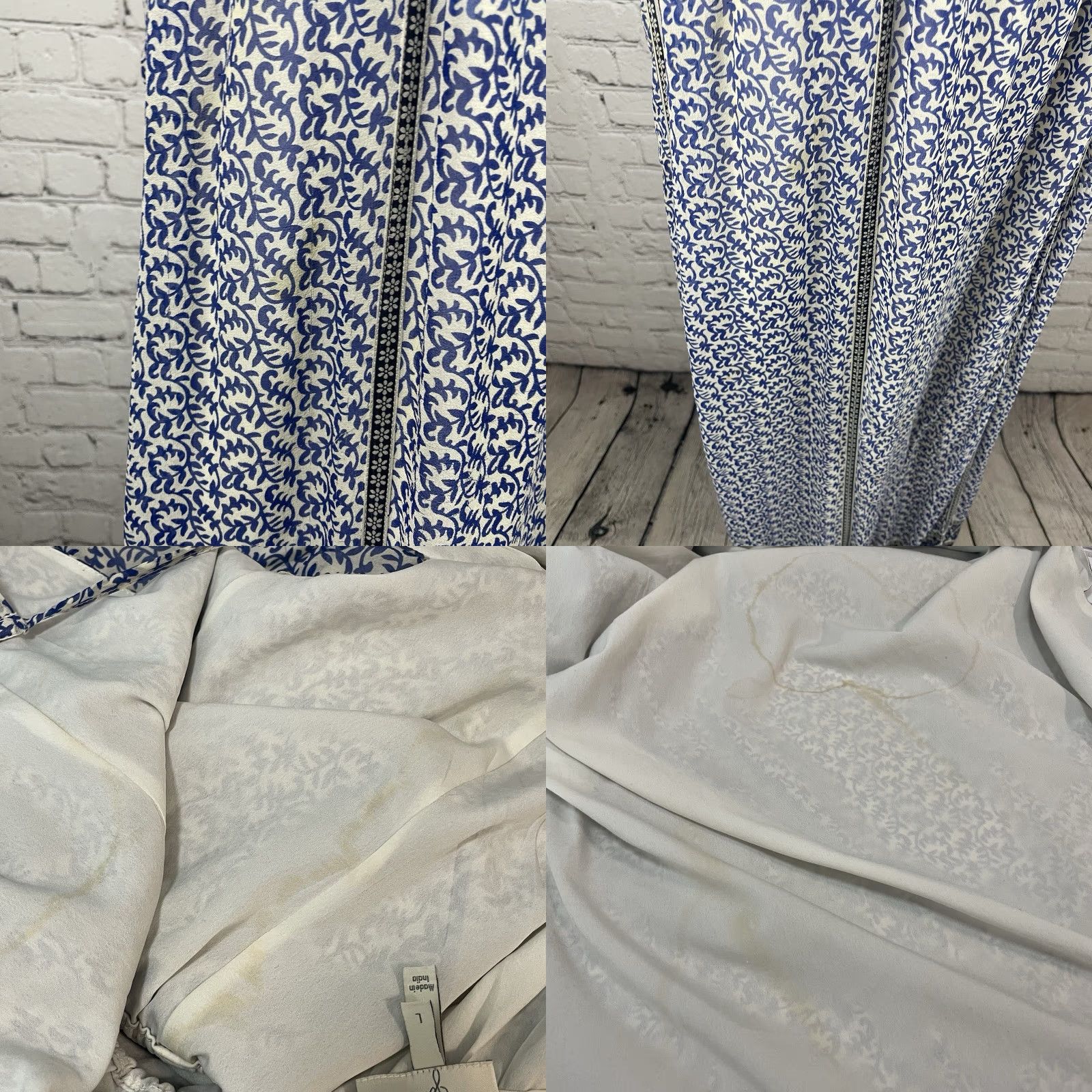 Joie JOIE Maxi Dress Blue & White Silk Chiffon Printed Side Slits Lined Sleeveless Size Large L Size L / US 10 / IT 46 - 8 Thumbnail