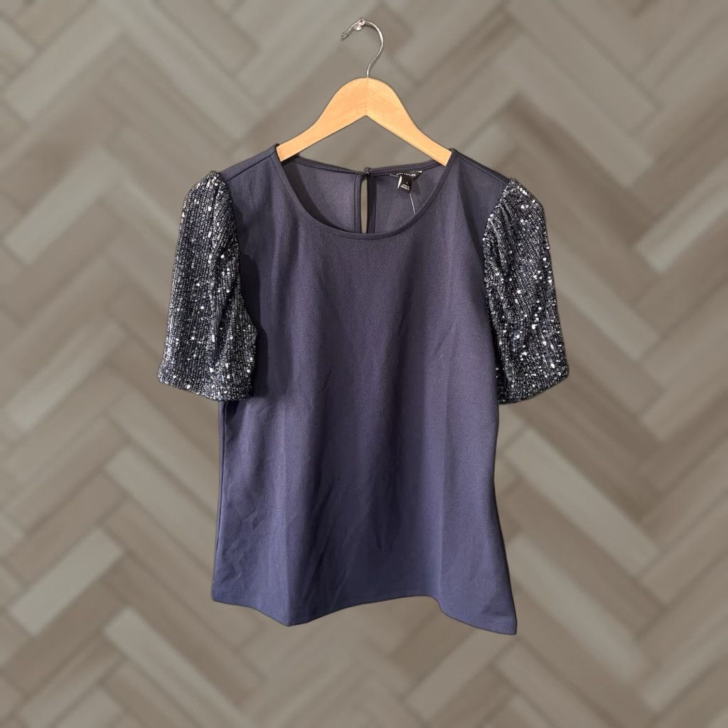Ann Taylor Ann Taylor Womens Blouse Shirt Blue Short Sleeve Size S NWT Size S / US 4 / IT 40 - 1 Thumbnail