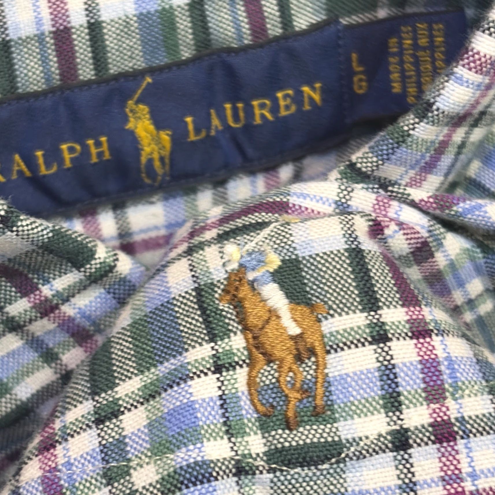 Ralph Lauren Shirts Men's L Green Plaid Button-Down NWT Pocket Pony