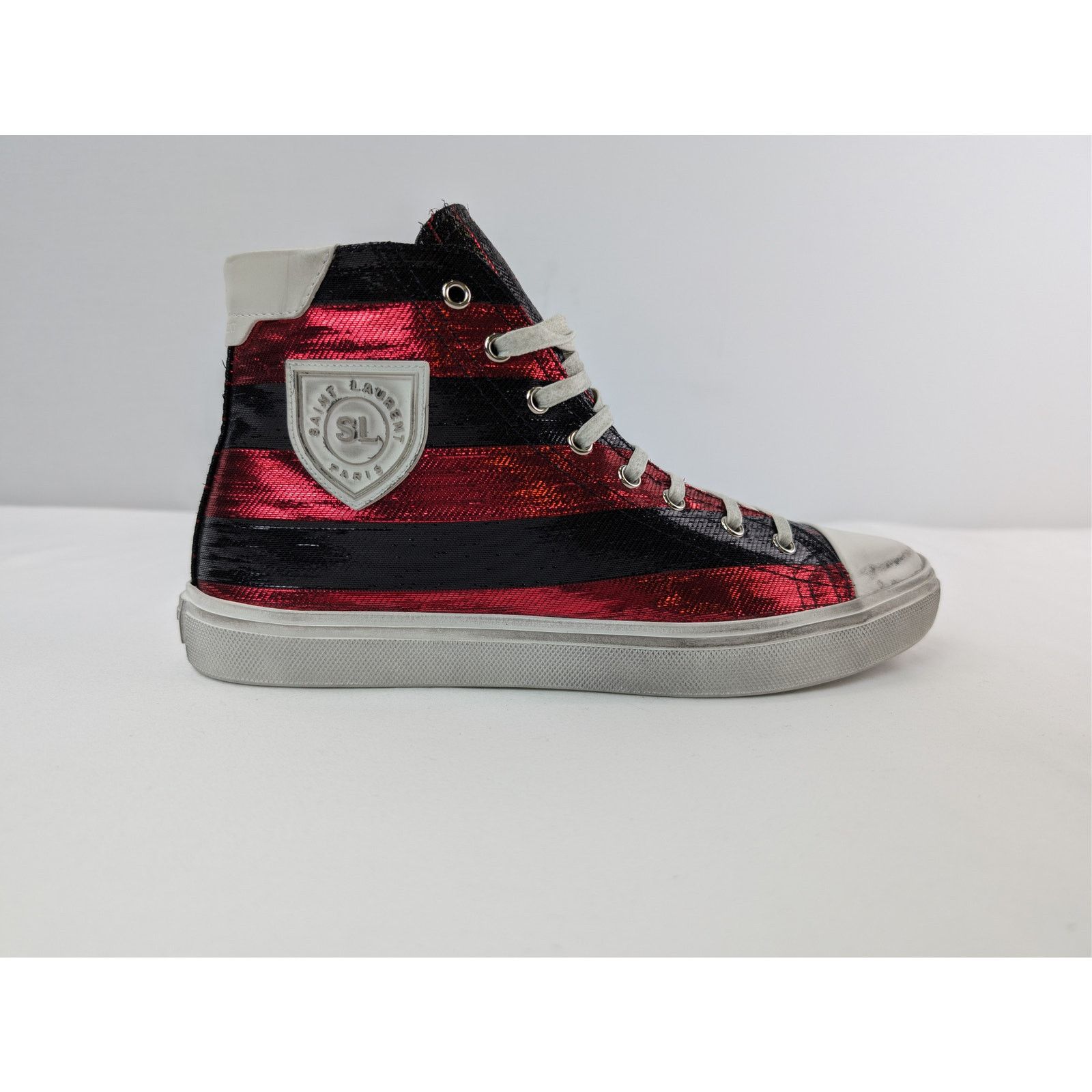 Saint Laurent Paris o1rshd1 Bedford Di Patch High-Top Sneakers in Red / Black Size US 7 / EU 40 - 4 Thumbnail