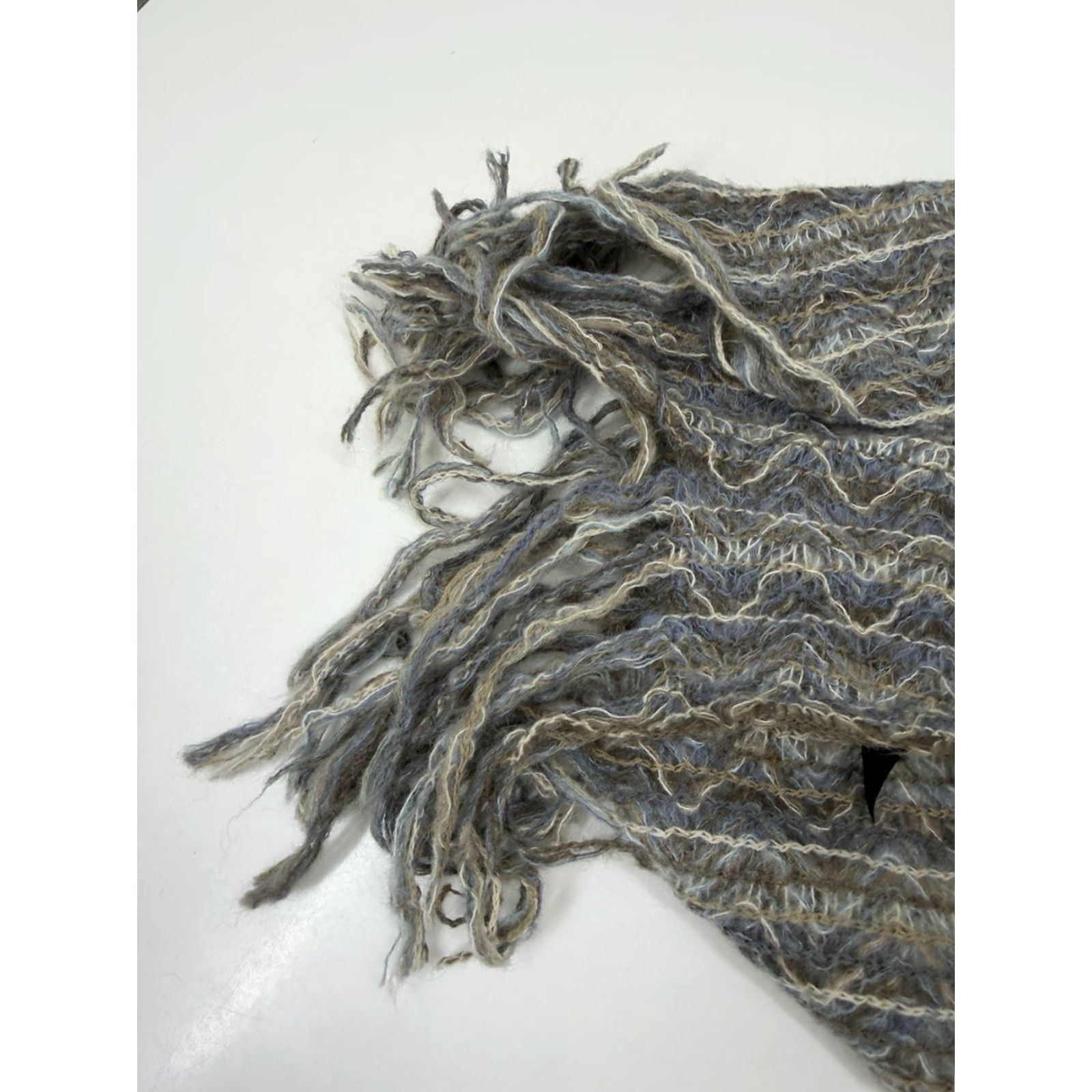 Vintage Filatess Womens Scarf Knit Blue Brown Green Fringe Made in Italy Size ONE SIZE - 4 Thumbnail