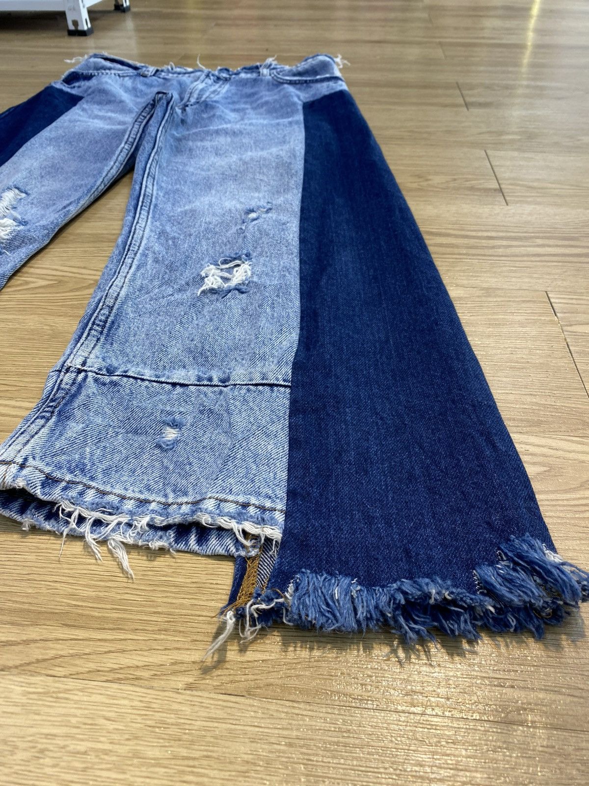 Japanese Brand TRf baggy patchwork color block croped denim jeans Size US 30 / EU 46 - 5 Thumbnail