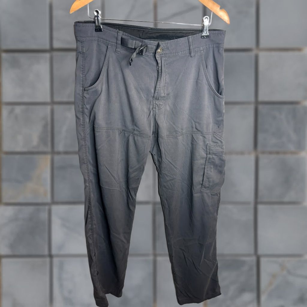 Prana prAna Mens 32 Gray Breathable Stretch Straight Cargo Jeans 5-Pocket Logo Rise Mid Inseam 30 Regular Pants 2818 Size US 32 / EU 48 - 1 Thumbnail