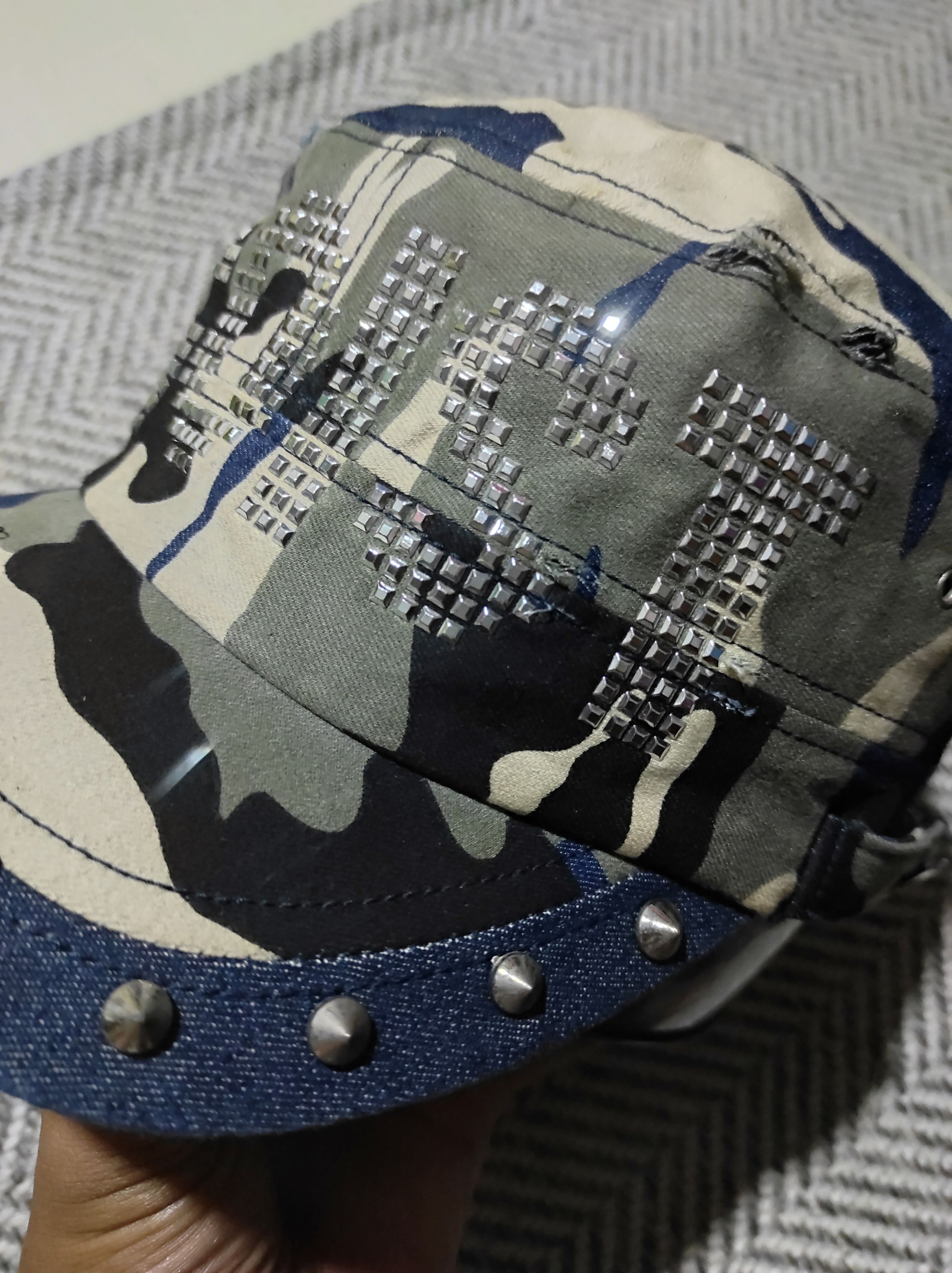 Japanese Brand Egoist Camo Distressed Studded Patrol Hat Size ONE SIZE - 6 Thumbnail