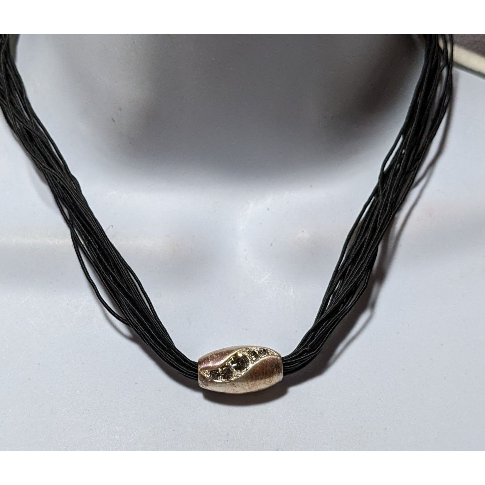Other Modern Gem Inlaid Silver Barrel Pendant Necklace Size ONE SIZE - 8 Thumbnail