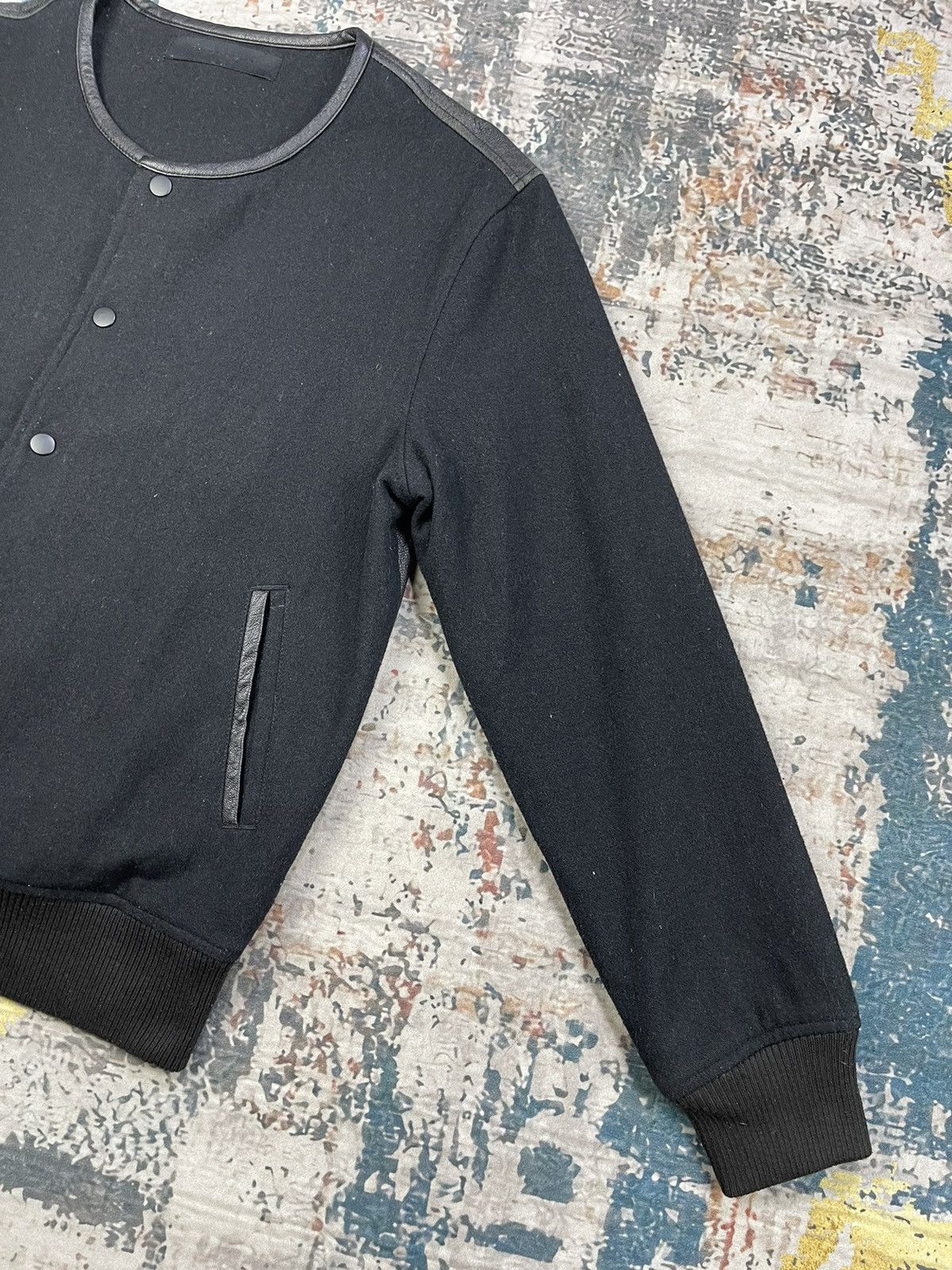 Black Scale BLVCK SCVLE Hybrid Back Leather Front Wool Jackets Size US M / EU 48-50 / 2 - 6 Thumbnail