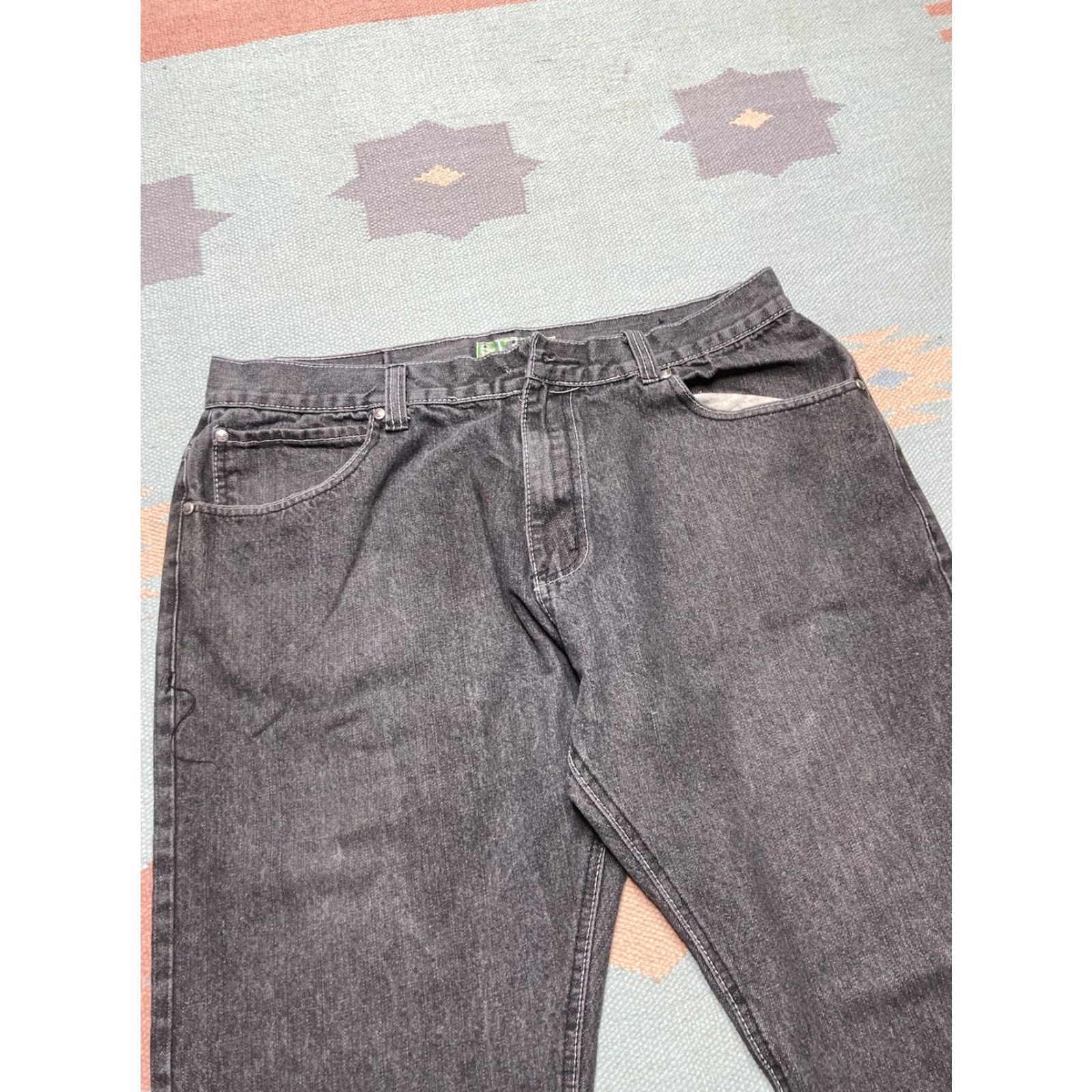 Vintage VINTAGE Soulja Jeans Jeans 36x29 Black Embroidered Cyber Goth Wide-Leg Baggy Y2K Skater Men Size US 36 / EU 52 - 6 Thumbnail