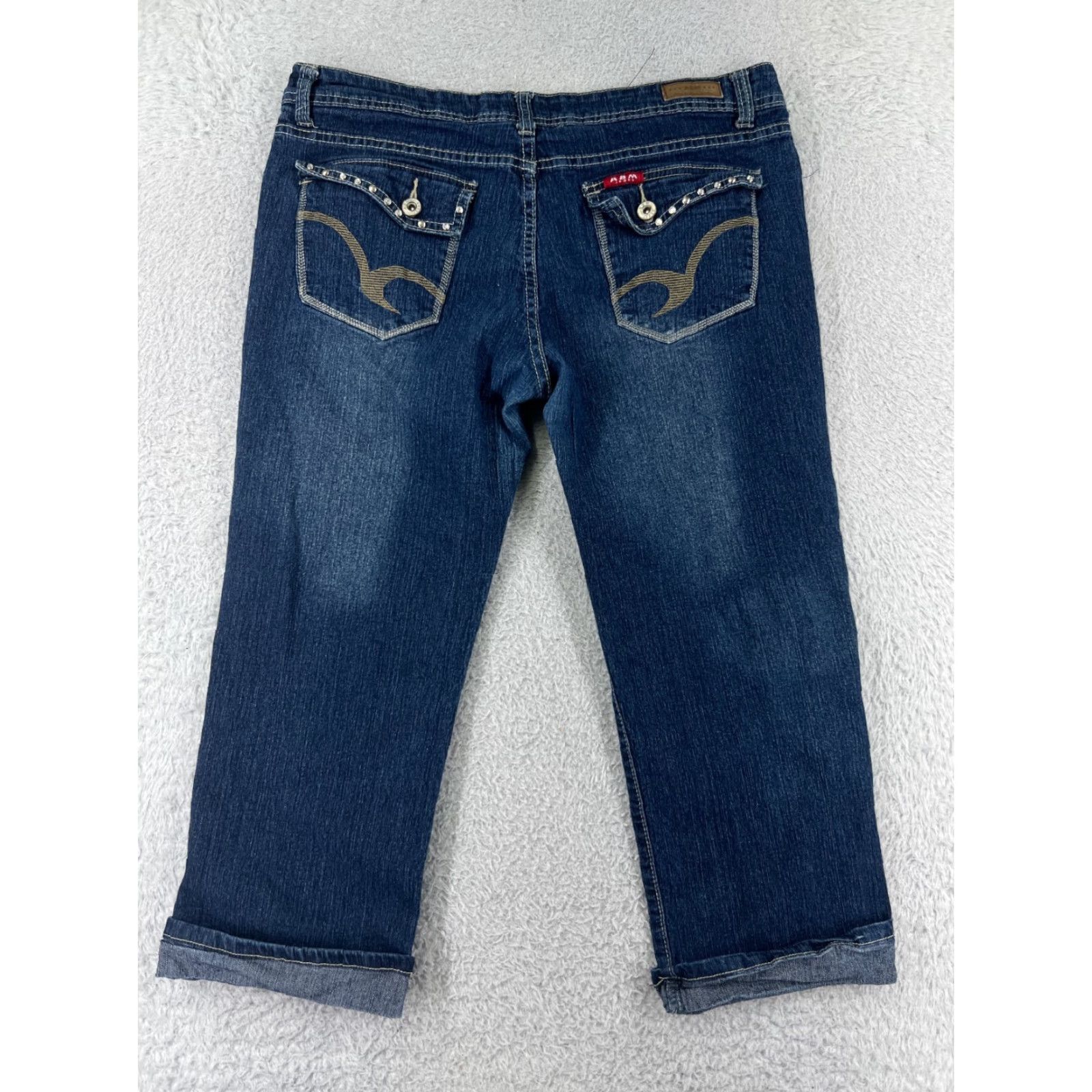 Vintage ABM Jeans Womens 15 Blue Denim Mid Rise Cotton Blend Stretch Capri Vintage No Size 36" / US 14 / IT 50 - 2 Thumbnail