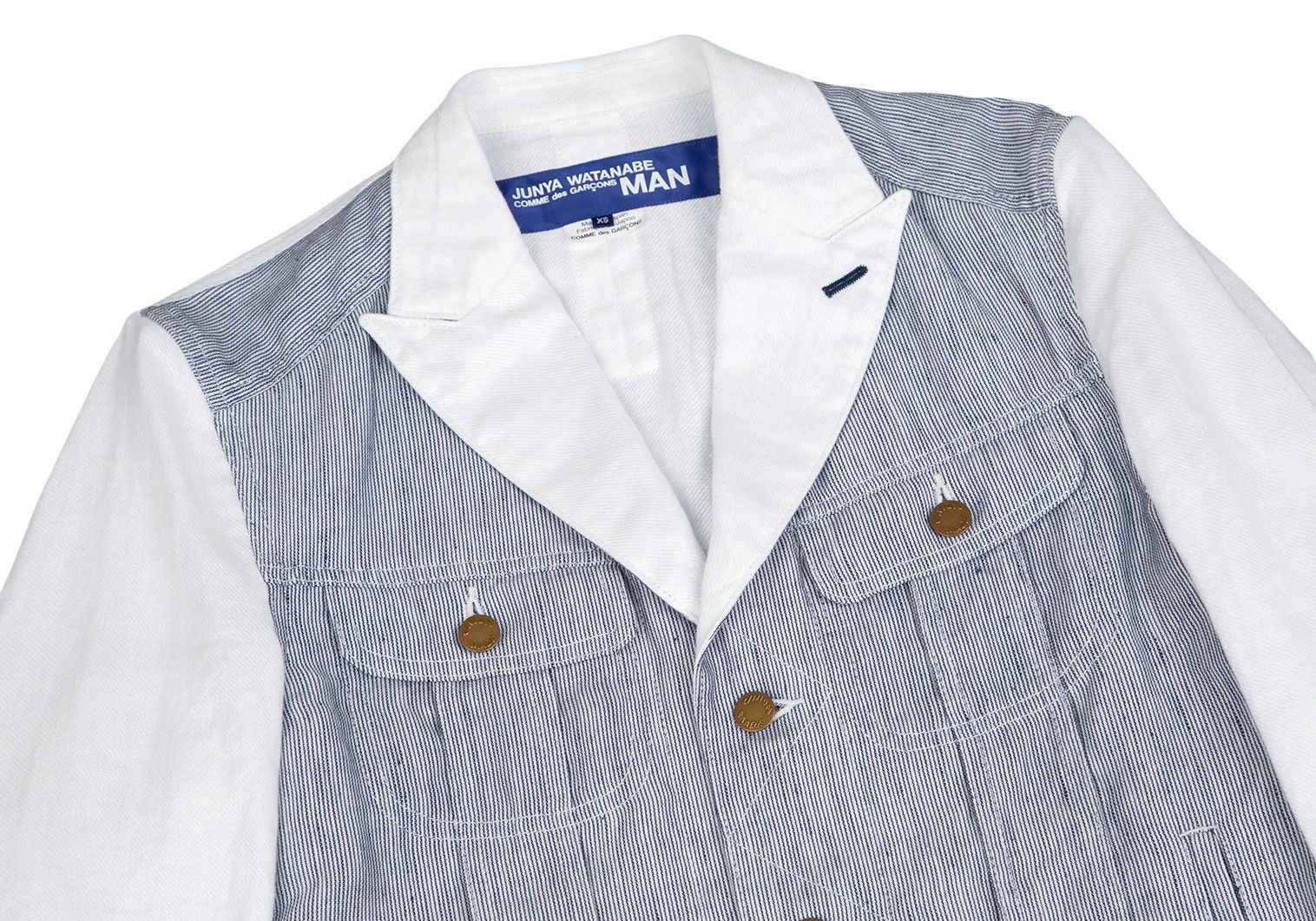 Junya Watanabe Hickory G-Jacket with Linen Switch in Blue and White XS Size US XS / EU 42 / 0 - 2 Thumbnail