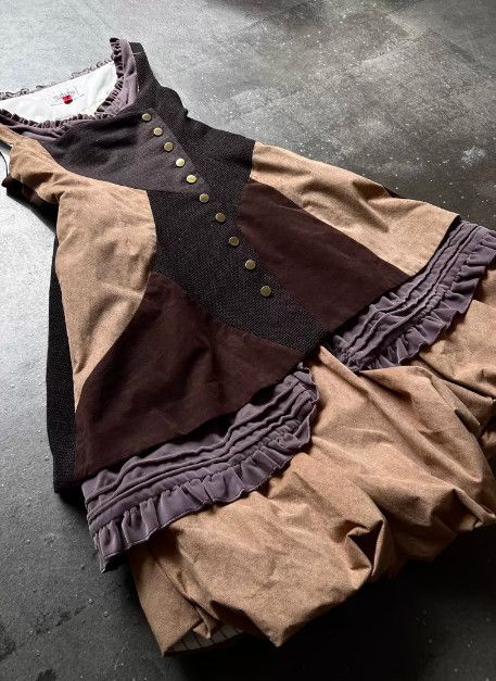 20471120 20471120 1990s Asymmetrical Patchwork Dress Size M / US 6-8 / IT 42-44 - 2 Thumbnail