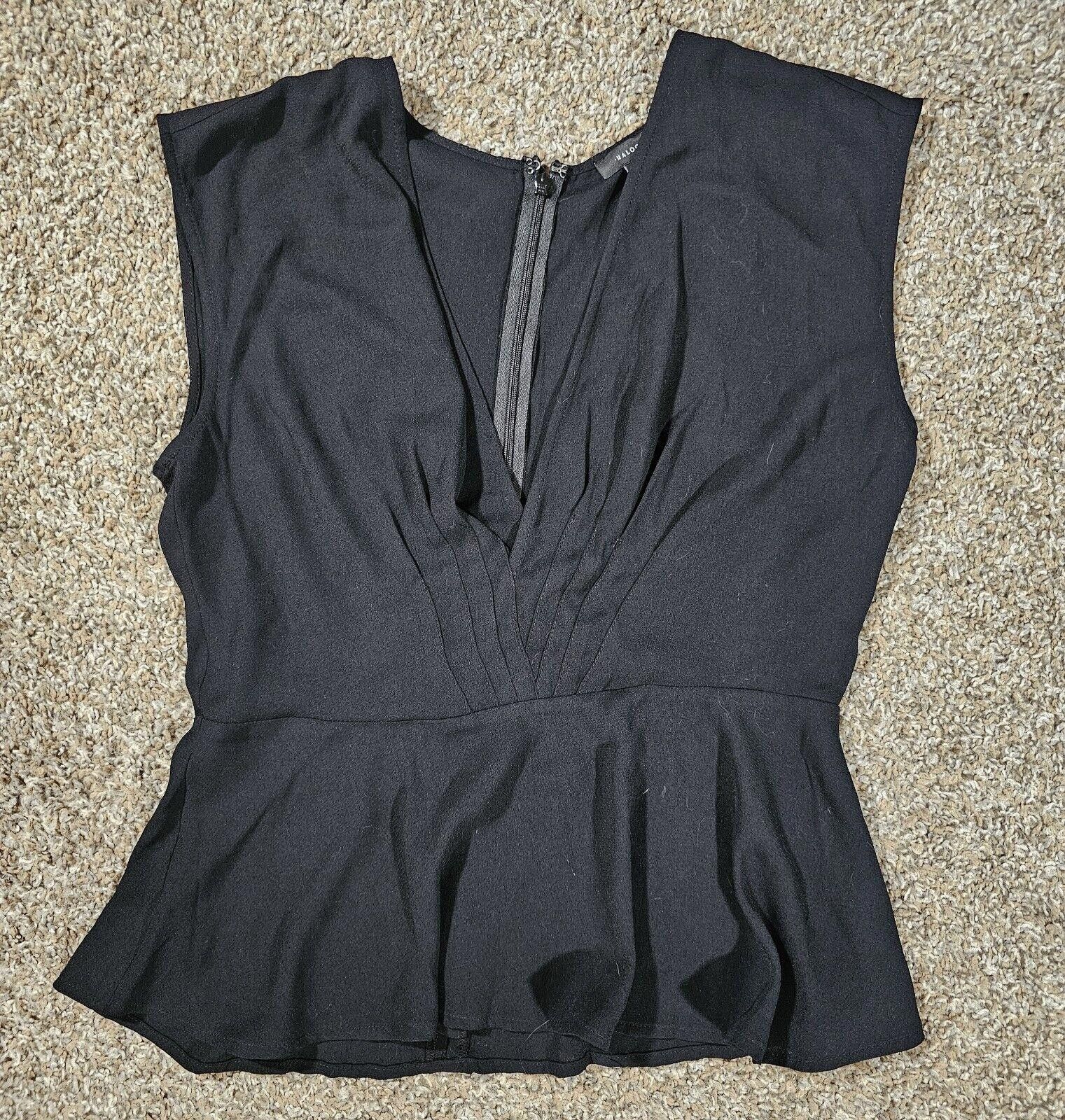 Designer Halogen V-Neck Black Blouse Size M Size M / US 6-8 / IT 42-44 - 1 Thumbnail