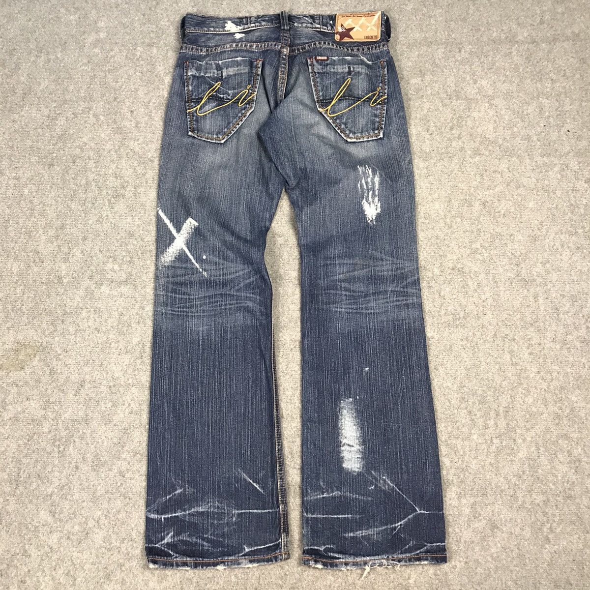 Beauty Beast × Japanese Brand FLARE LIBERTO XXX DENIM DESIGN ACID DISTRESSED BOOTCUT JEANS Size US 30 / EU 46 - 7 Thumbnail