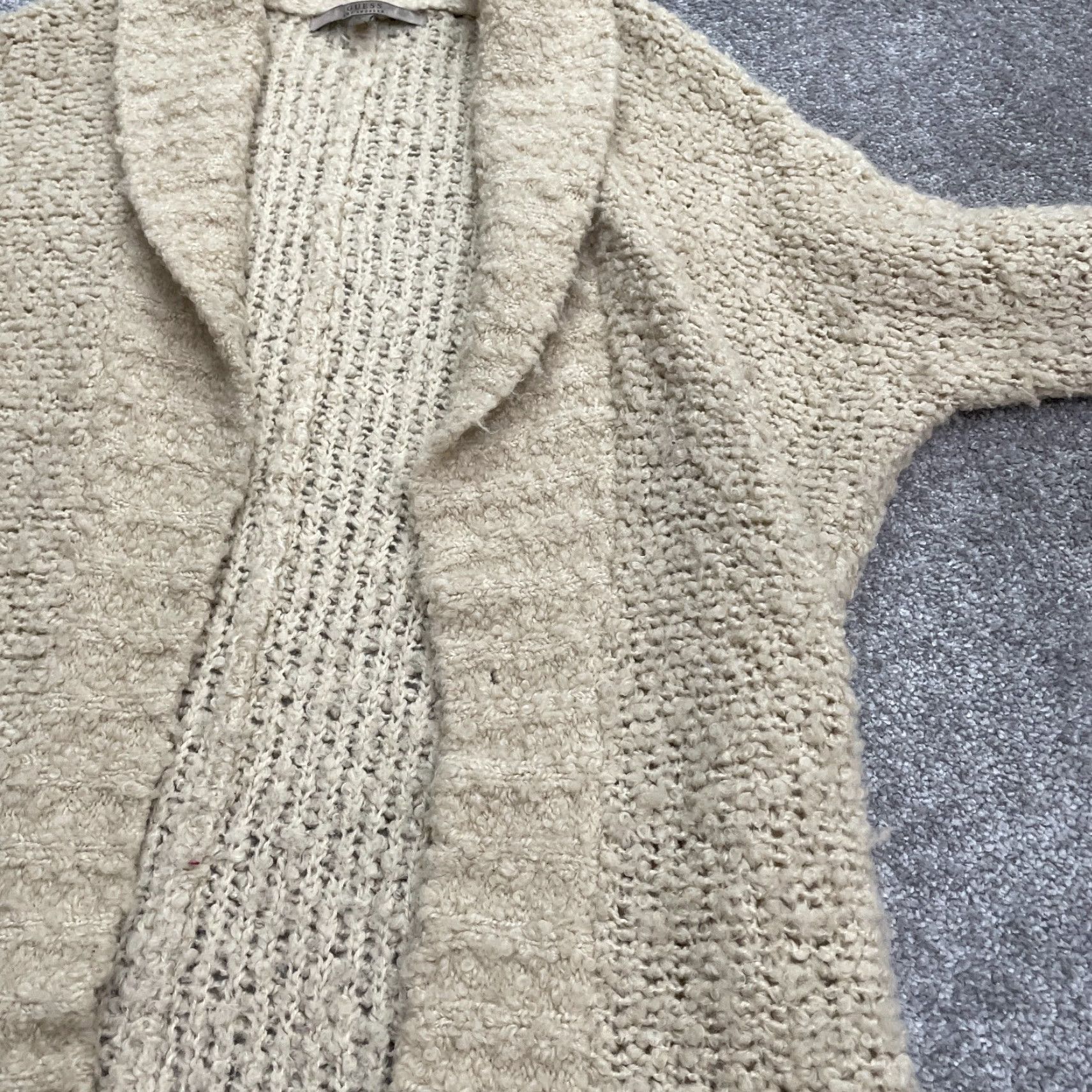 Guess GUESS Open-Knit Cardigan Sweater Womens Small Beige 100% Acetate Solid Knit All Seasons Casual Travel Workwear Womens Size S / US 4 / IT 40 - 4 Thumbnail