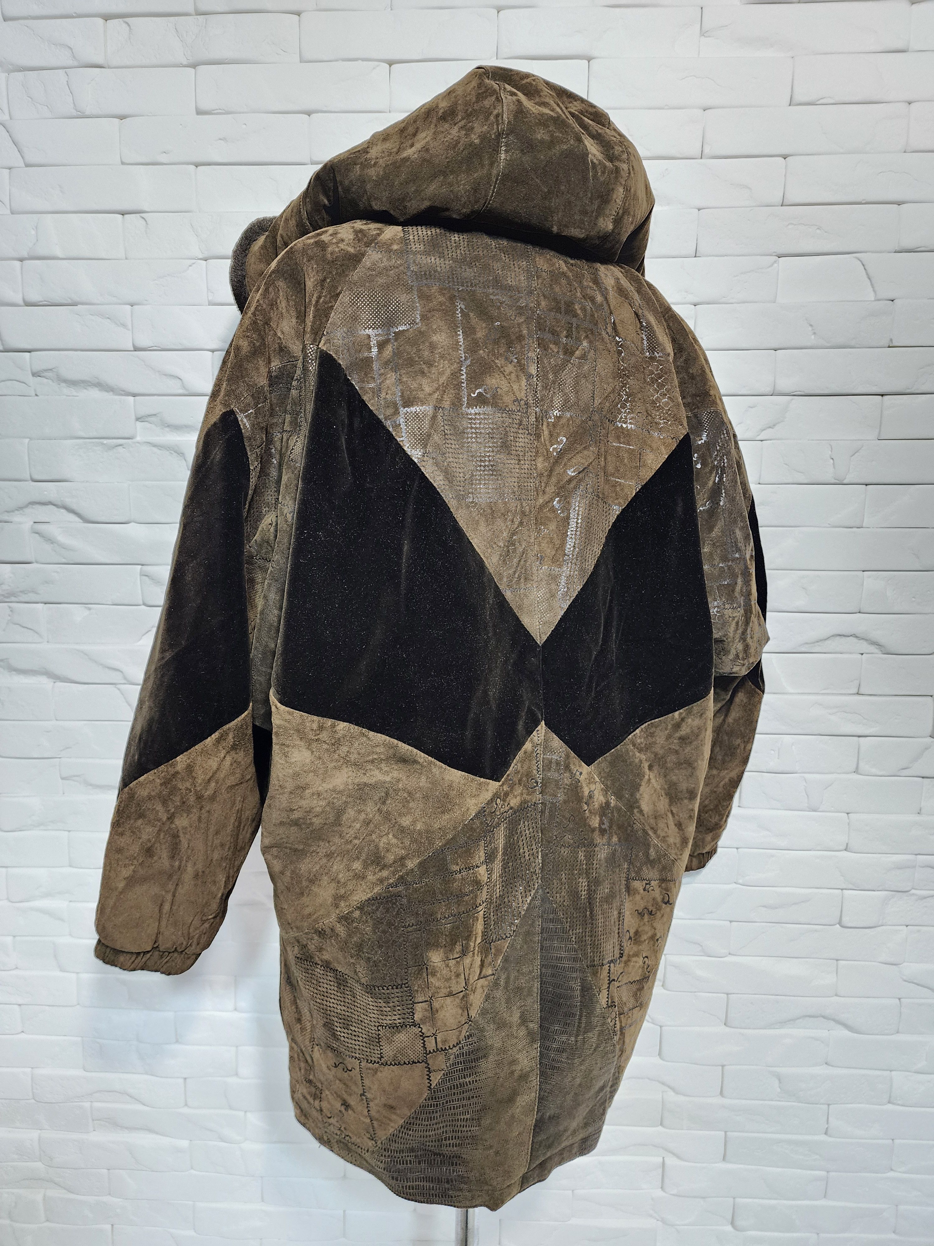 Genuine Leather Vintage Brown Suede Leather Jacket With Hood Size XXL / US 16-18 / IT 52-54 - 7 Thumbnail