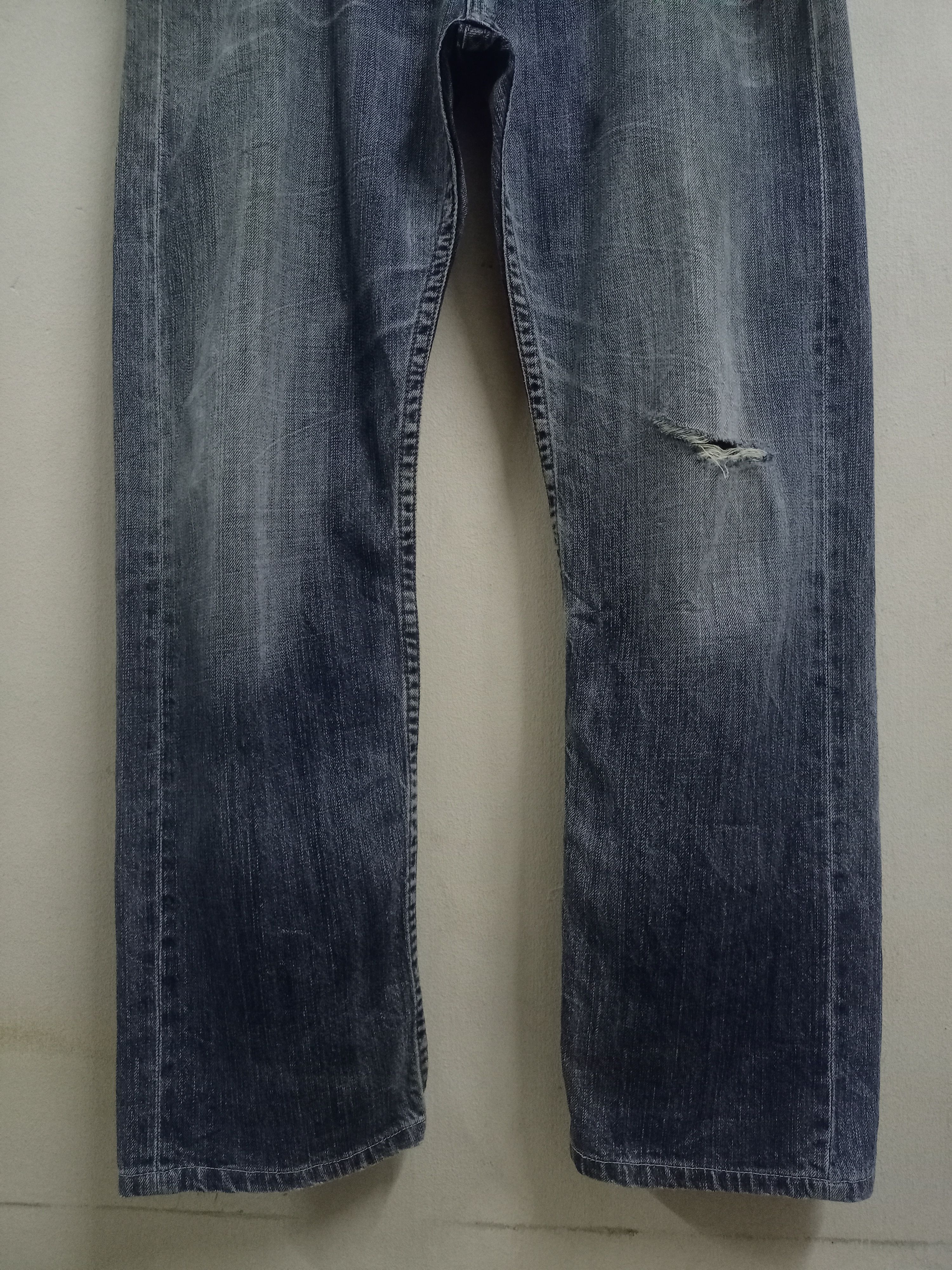 Distressed Denim Vintage Anti Label Blue Wash Distressed Baggy Jeans 35x29 Size US 35 - 5 Thumbnail