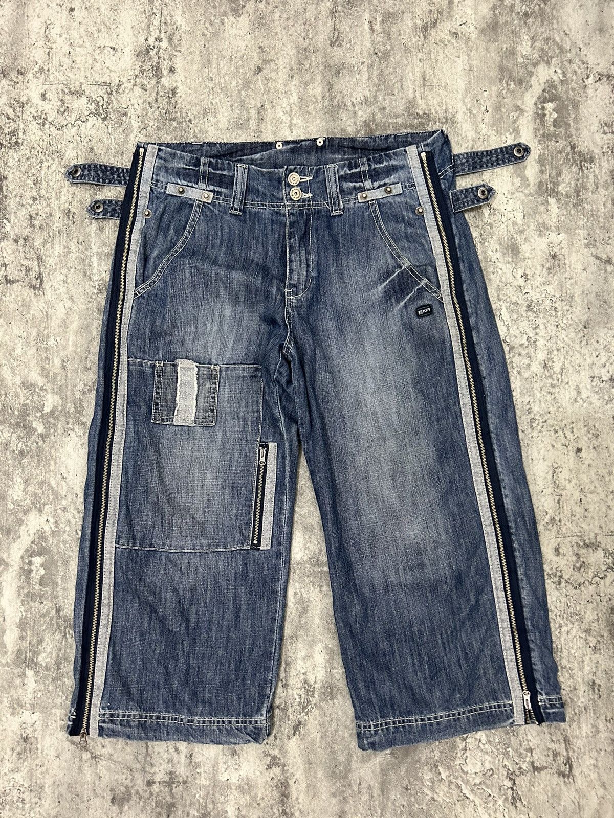 JNCO × Japanese Brand EXR baggy Full Zip jorts Denim Pants Size US 33 - 2 Thumbnail