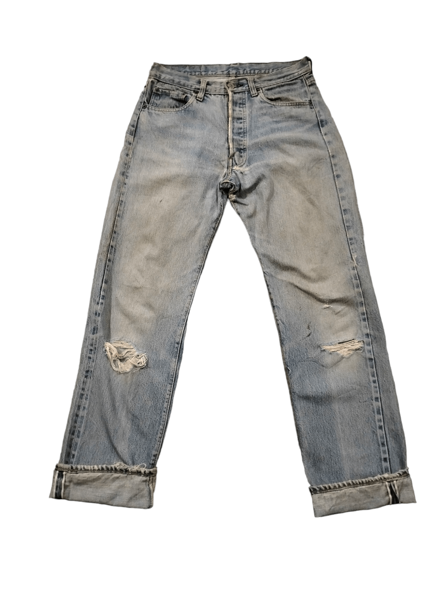 image of Vintage 80's Levi's Ridem Salvage Distressed Denim Button No6, Men's (Size 30)