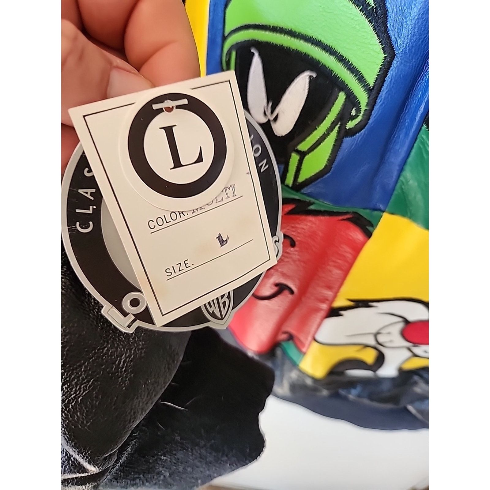 Warner Bros 1998 Biker Looney Tunes Leather Embroidered Jacket L Size US L / EU 52-54 / 3 - 4 Thumbnail