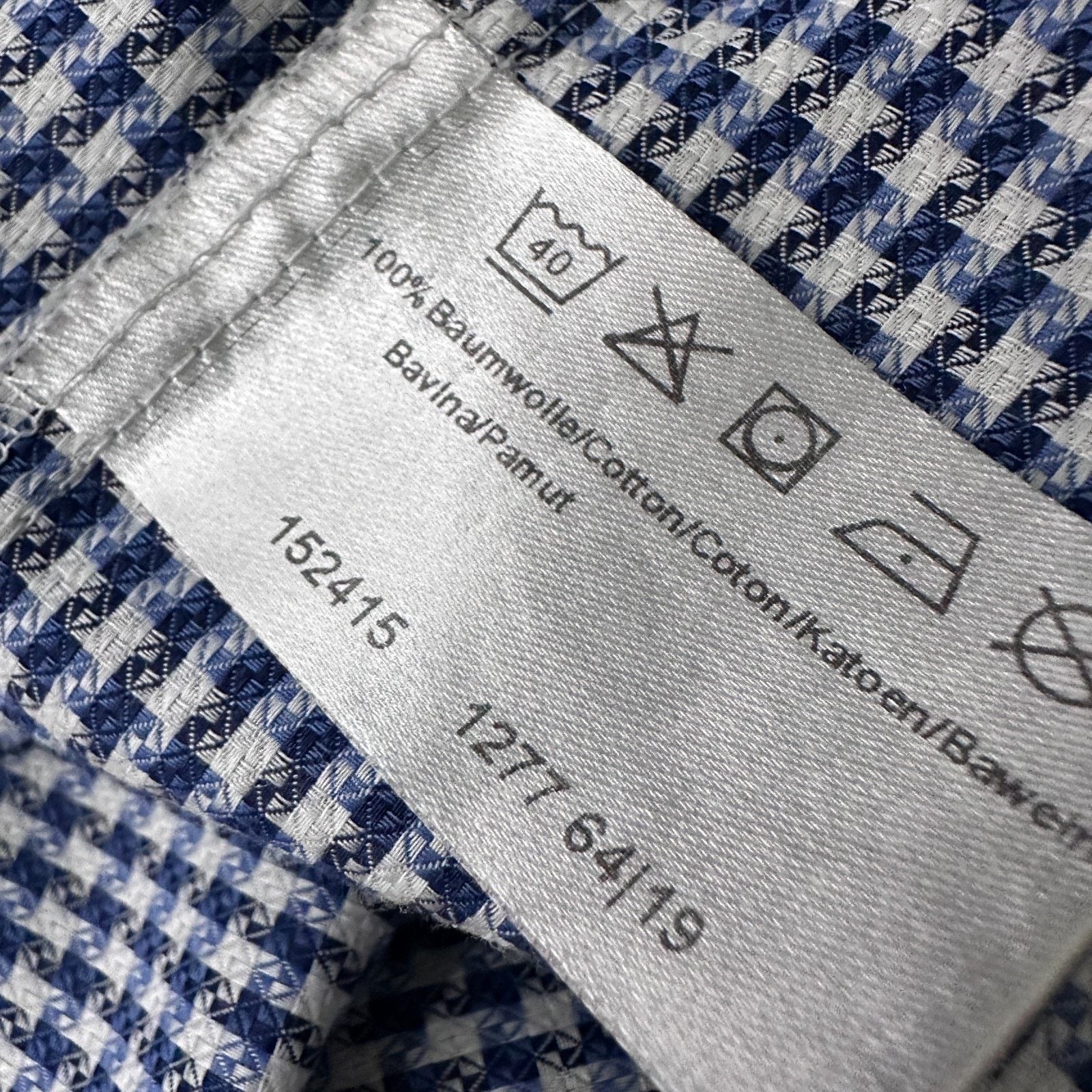 Other Olymp Luxor Dress Shirt Mens 16.5 42 Blue Houndstooth Cotton Size US L / EU 52-54 / 3 - 7 Thumbnail