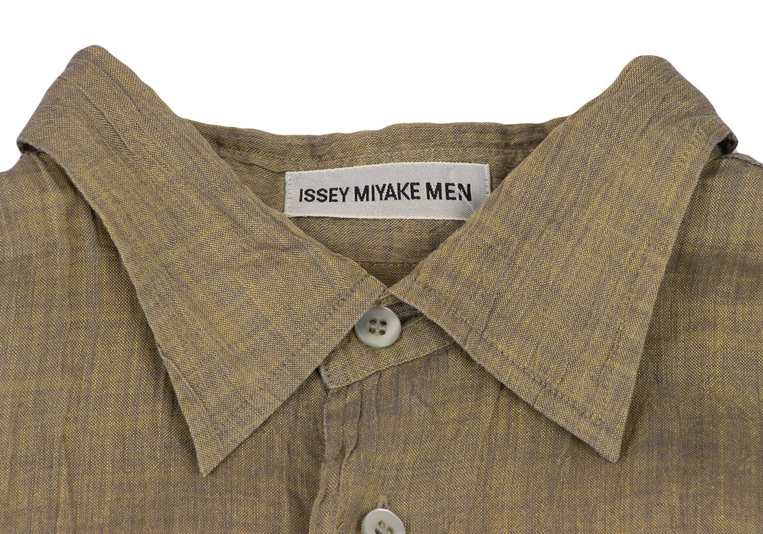 Issey Miyake Linen Long Sleeve Shirt in Yellow-Grey, Size XL Size US XL / EU 56 / 4 - 3 Thumbnail